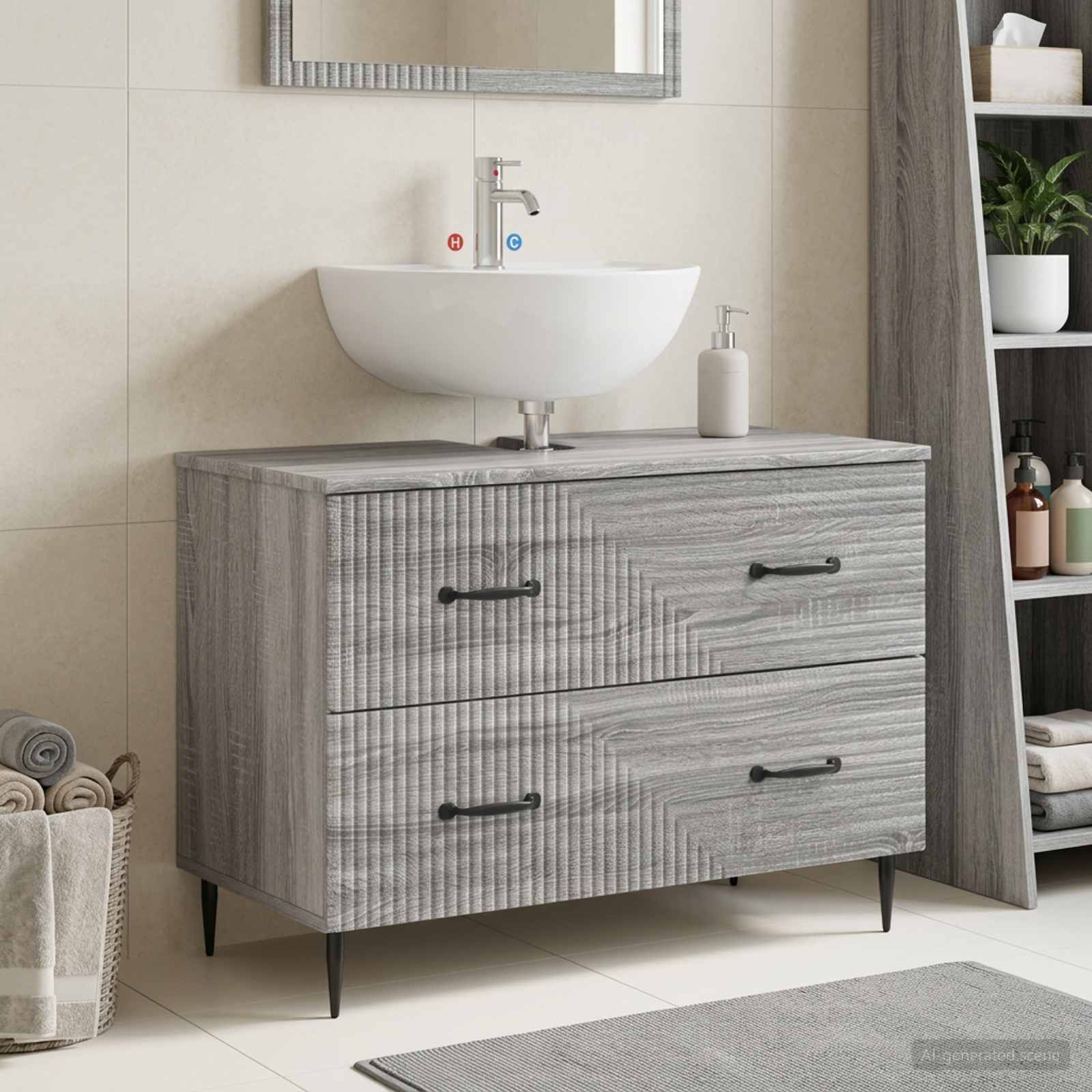 Waschbeckenschrank HAARLEM Sonoma-Grau 82 x 41 x 58,5 cm