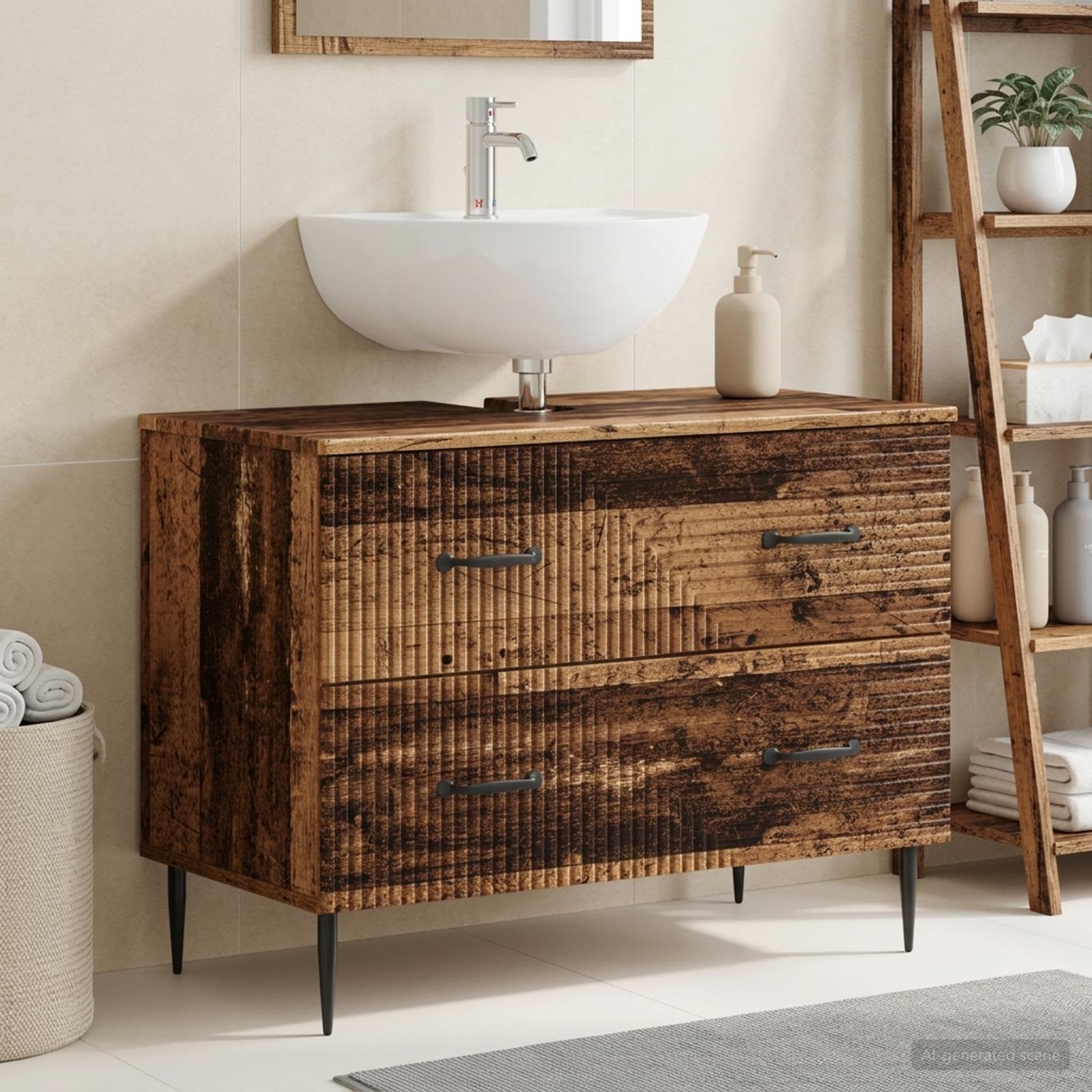 Waschbeckenschrank HAARLEM Altholz 82 x 41 x 58,5 cm