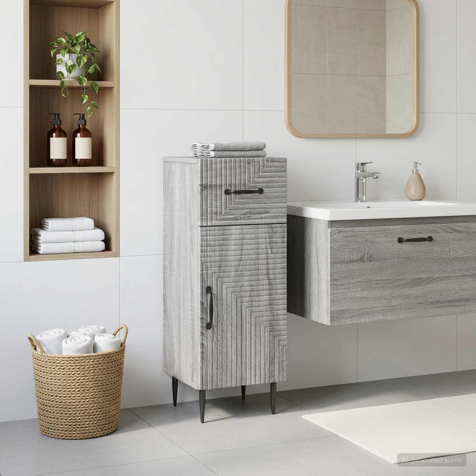 Badezimmer Aufbewahrungsschrank HAARLEM Sonoma-Grau