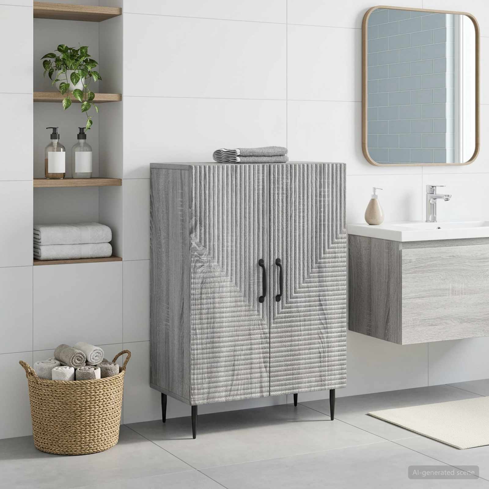 Badezimmer Aufbewahrungsschrank HAARLEM Sonoma-Grau