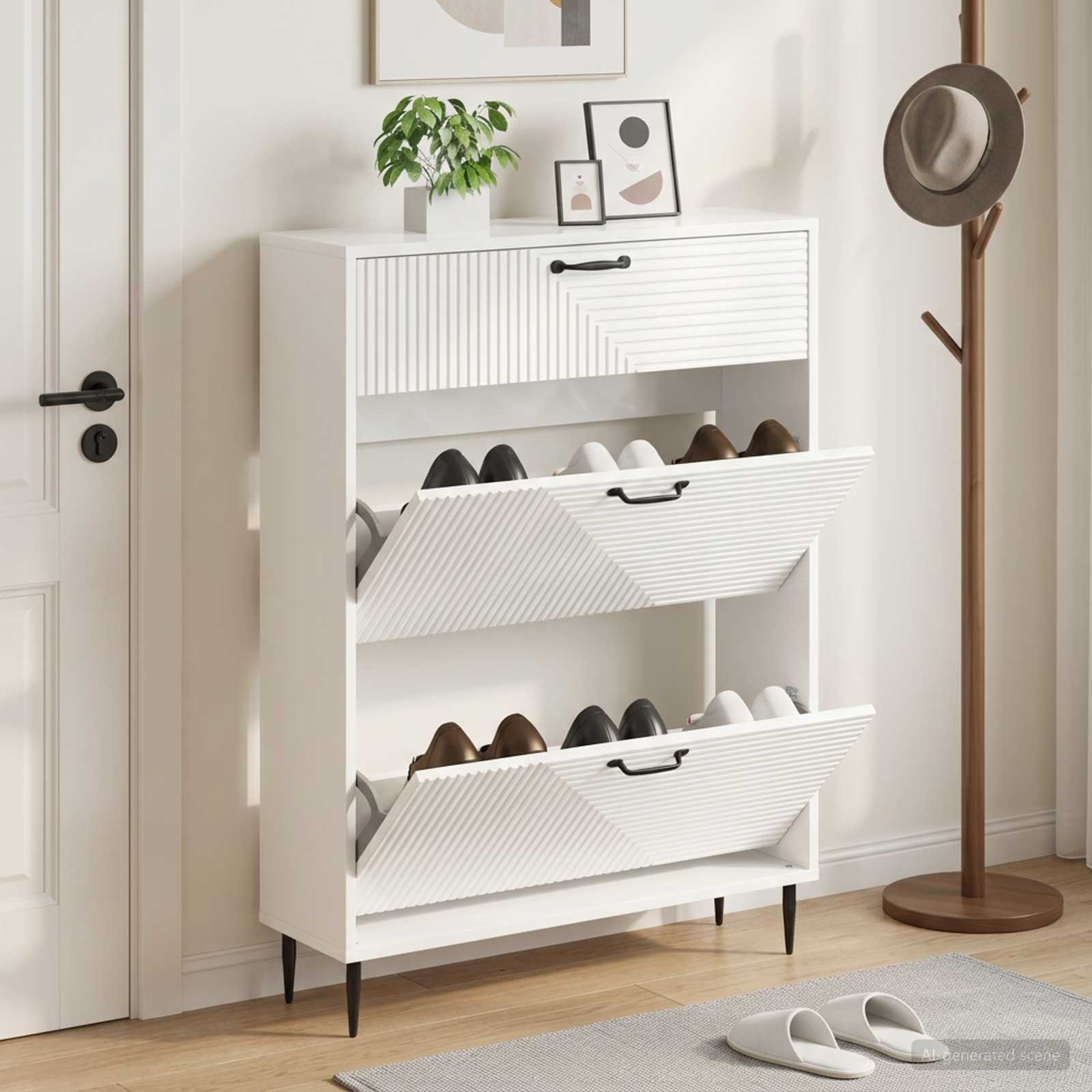 Schuhschrank HAARLEM 78 x 24 x 103 cm Holzwerkstoff