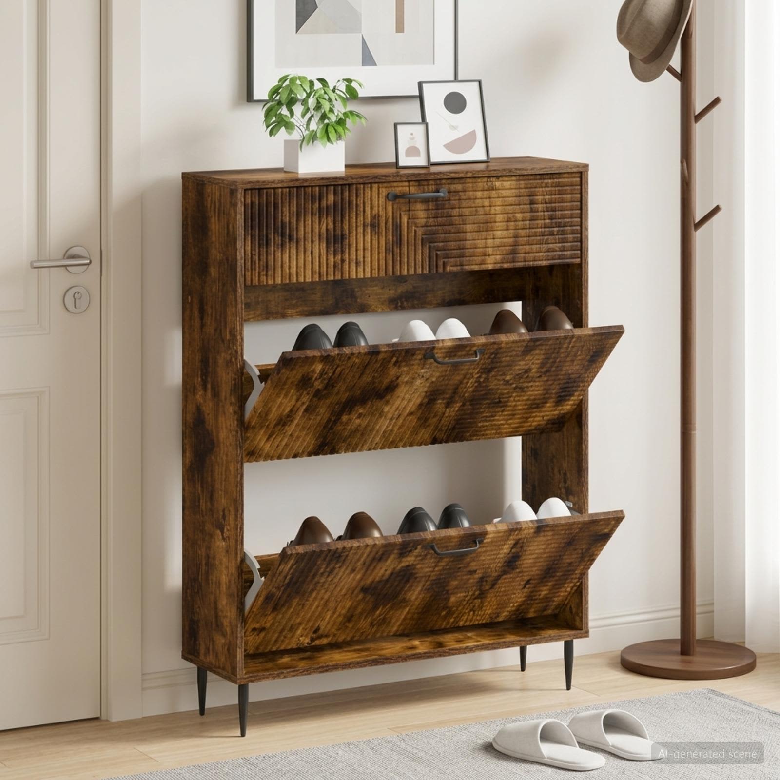 Schuhschrank HAARLEM 78 x 24 x 103 cm Holzwerkstoff