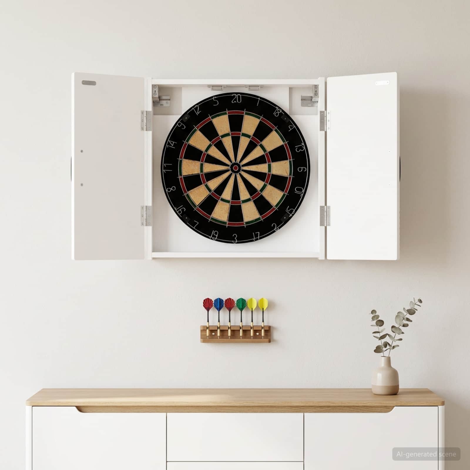 Dartboard Schrank HOORN Weiß 52,5 x 10,5 x 53,5 cm
