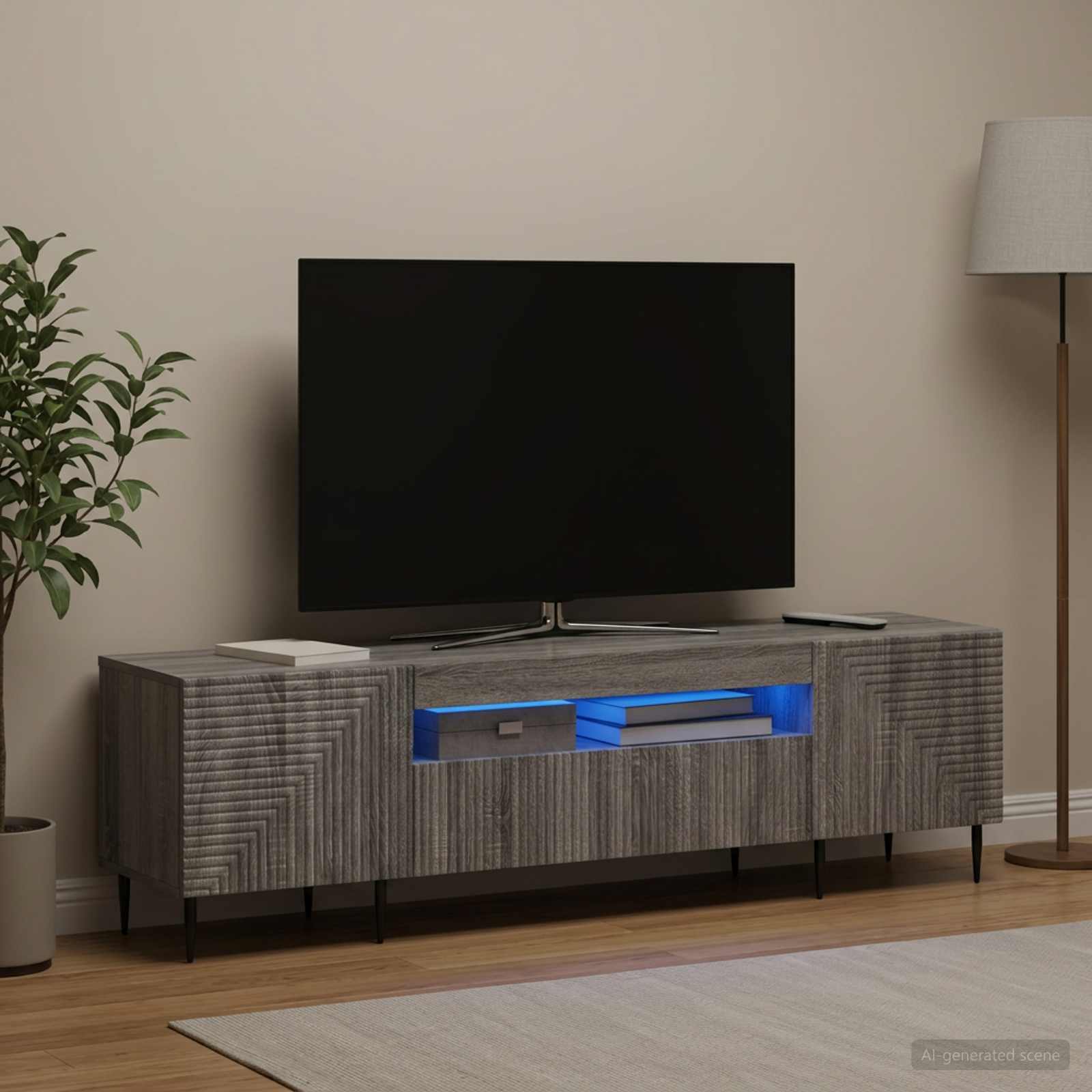 LED-TV-Schrank Sonoma-Grau Holzwerkstoff