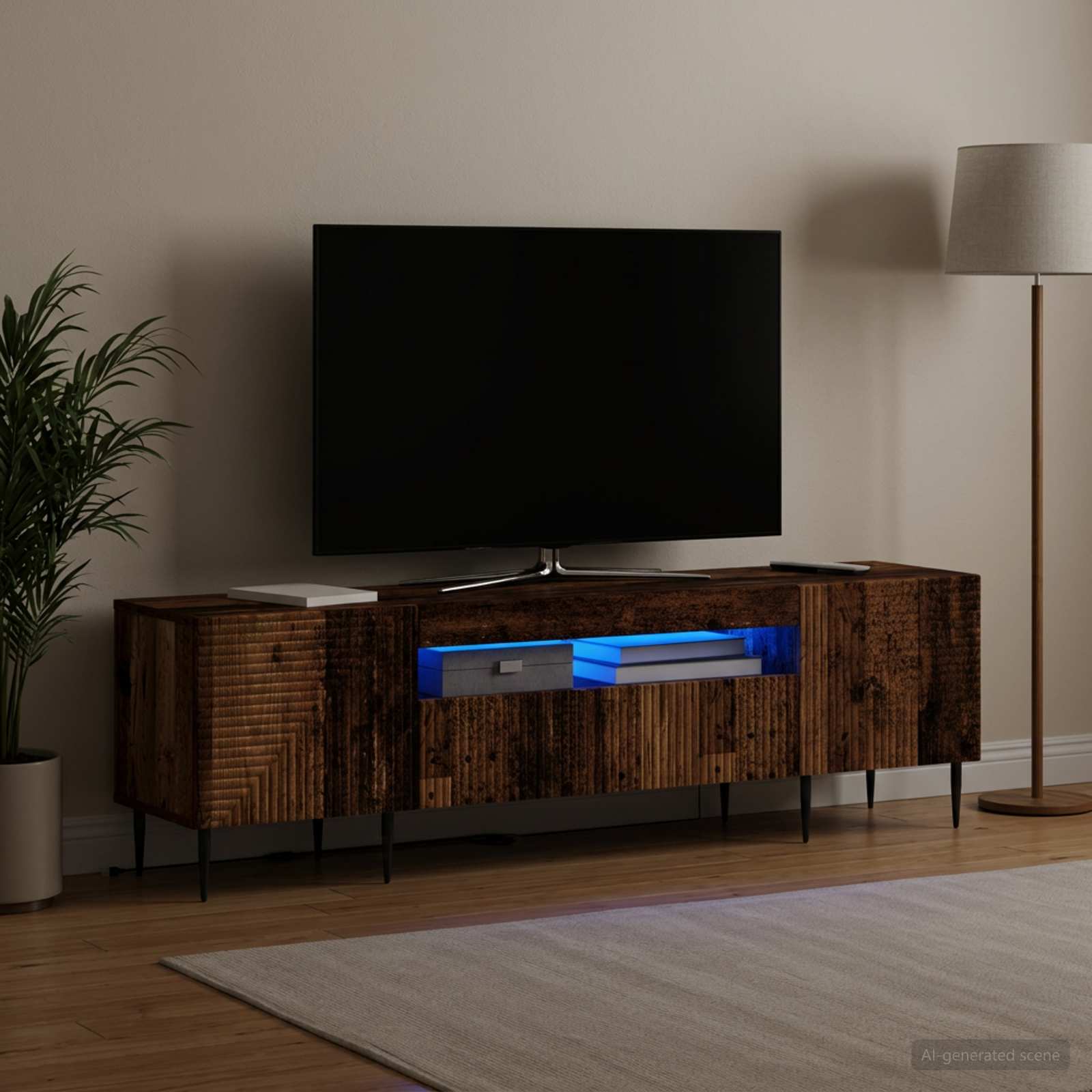LED-TV-Schrank Altholz Holzwerkstoff
