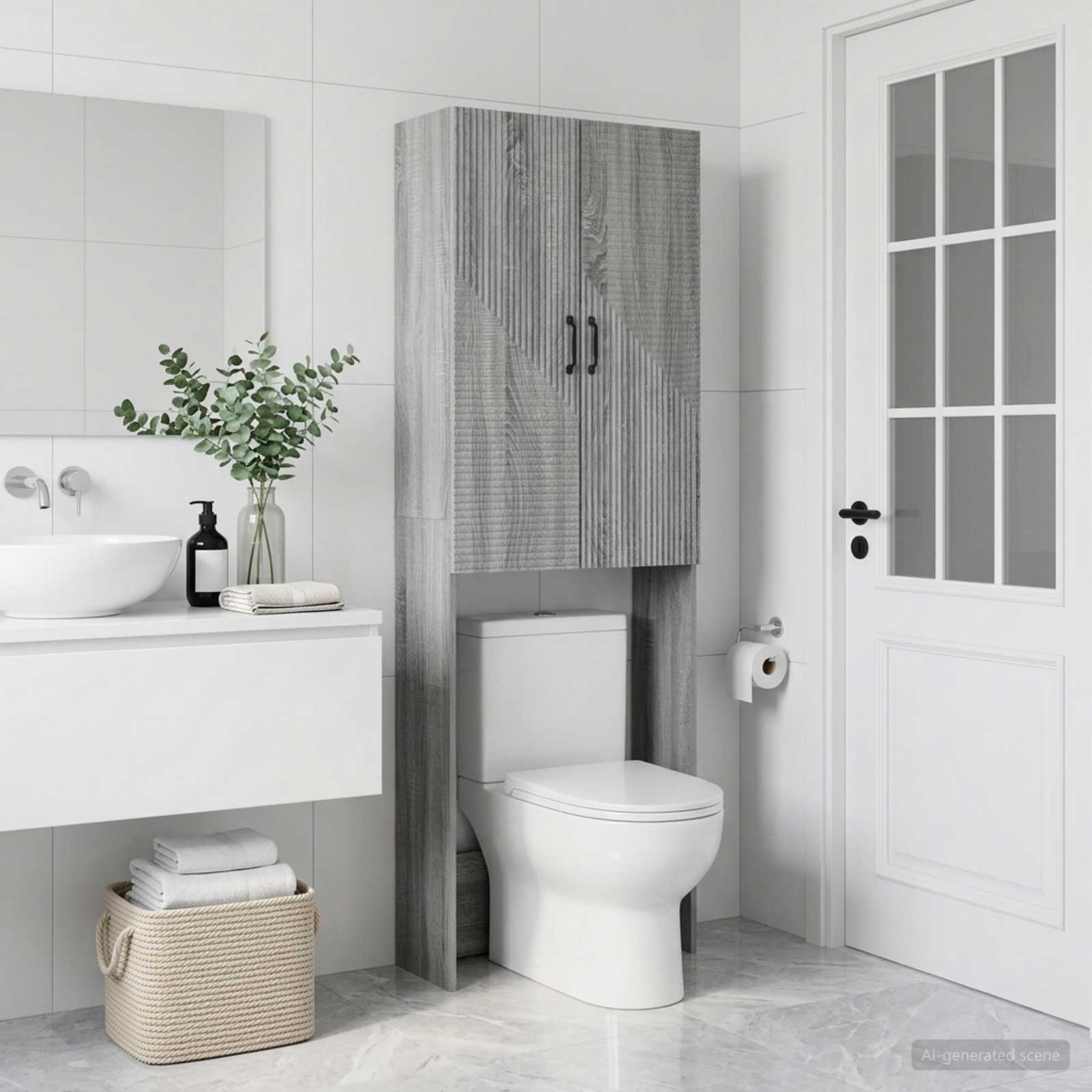 Toilettenschrank HAARLEM Sonoma-Grau 66 x 25,5 x 190 cm