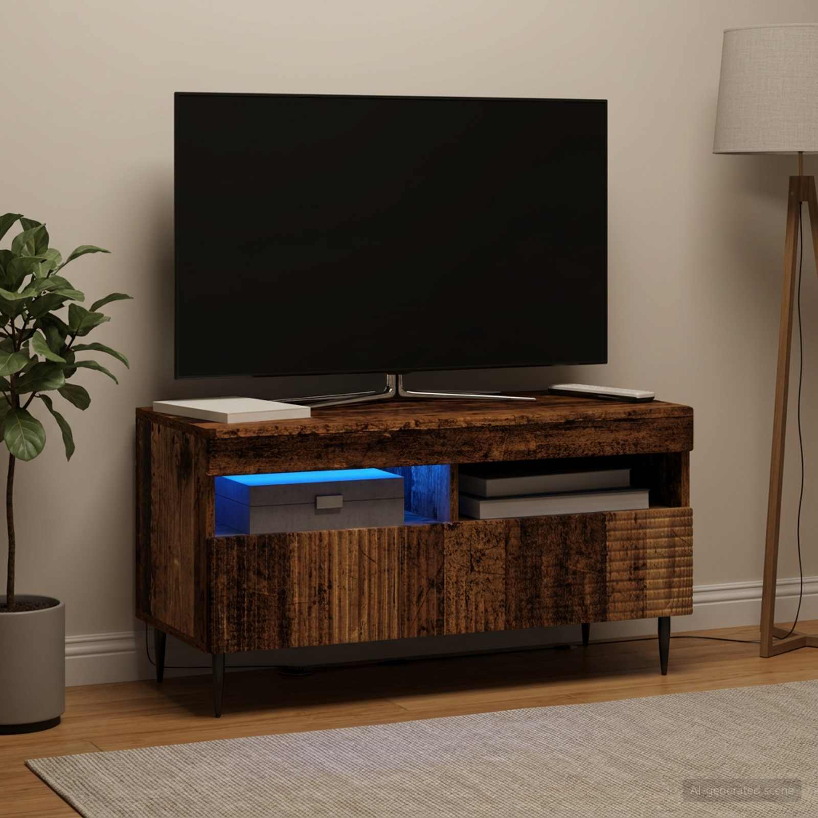 LED-TV-Schrank Altholz Holzwerkstoff