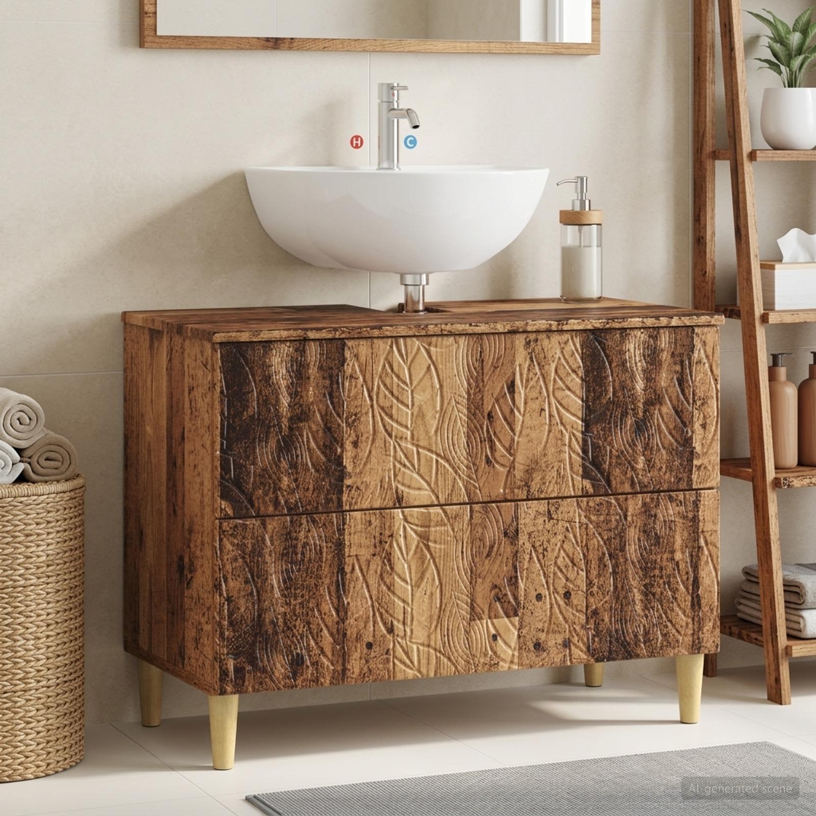 Waschbeckenschrank DELFT Altholz 82 x 41 x 59 cm Holzwerkstoff