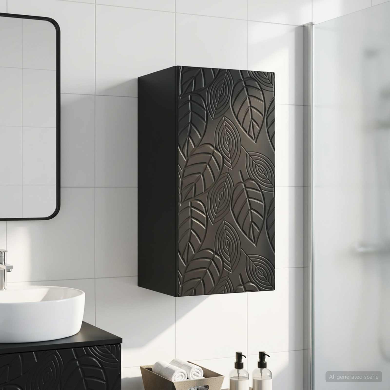 Badezimmer-Wandschrank DELFT Schwarz 30 x 31 x 59 cm