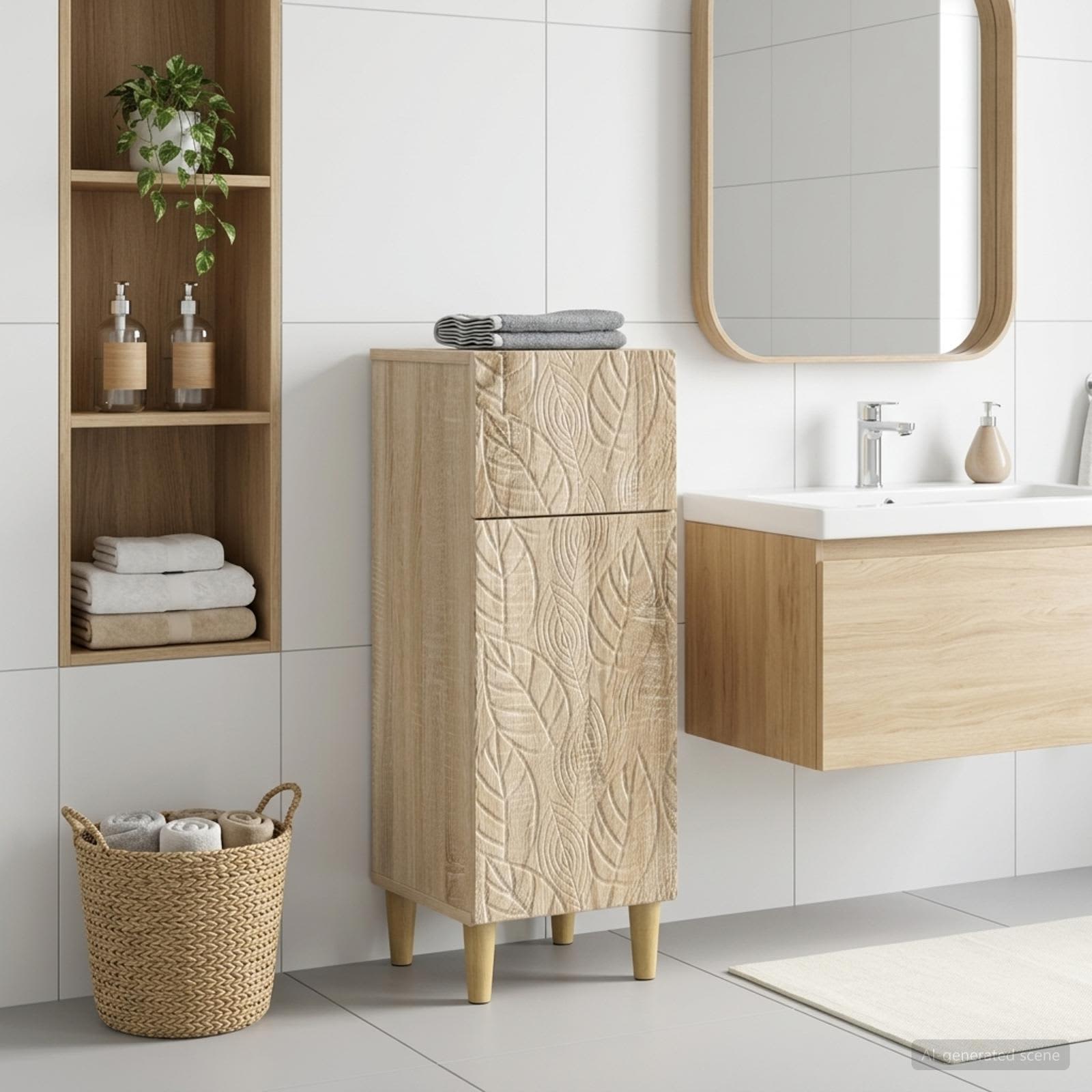 Badezimmer Aufbewahrungsschrank DELFT Sonoma-Eiche