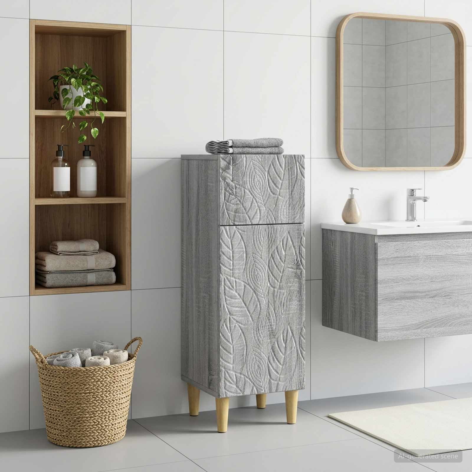 Badezimmer Aufbewahrungsschrank DELFT Sonoma-Grau