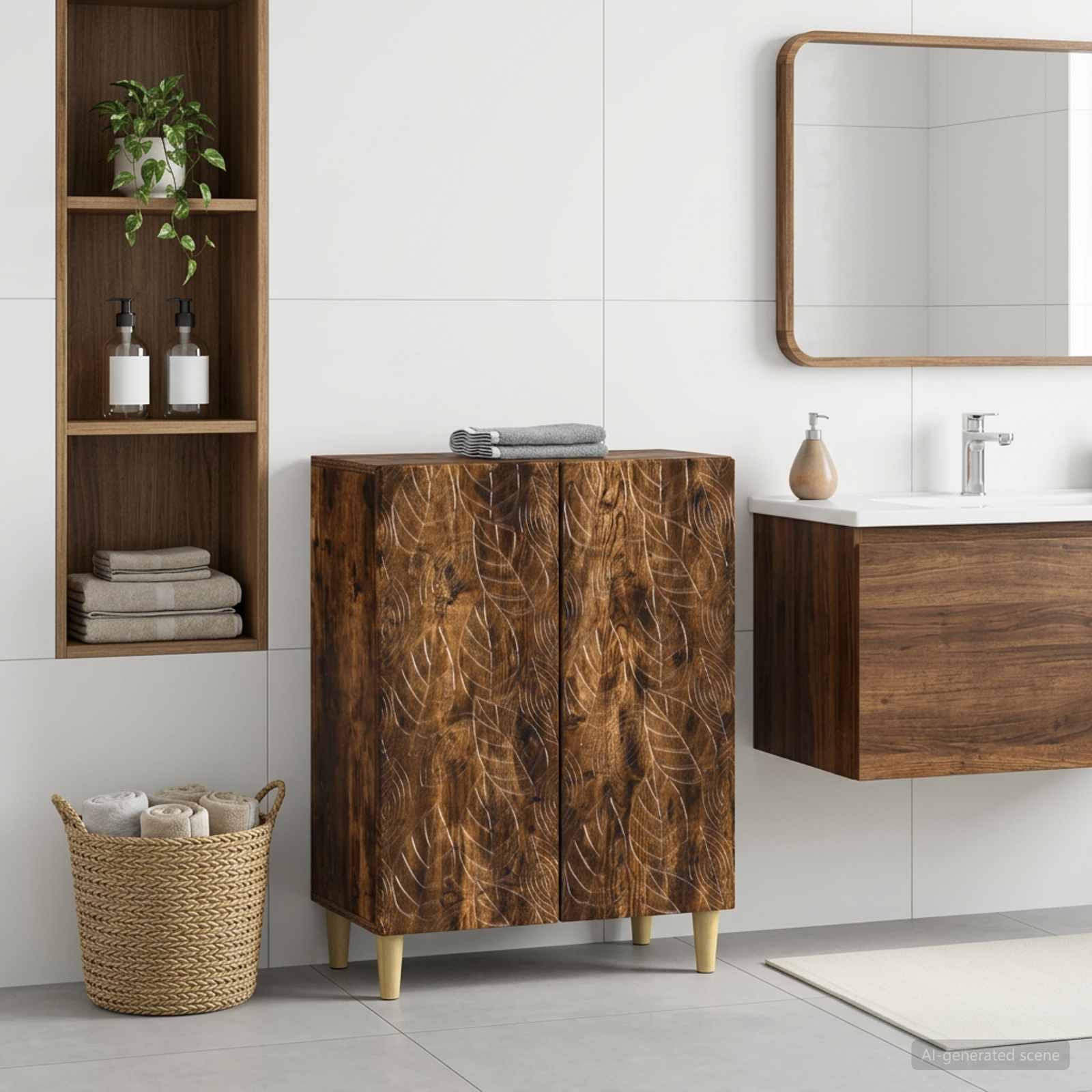 Badezimmer Aufbewahrungsschrank DELFT Raucheiche