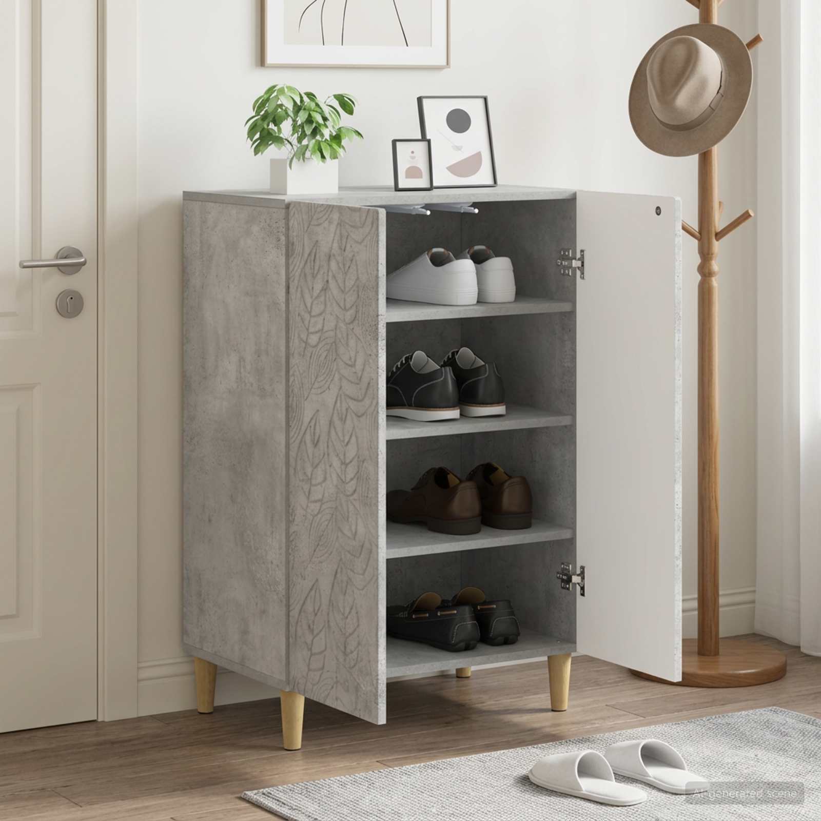 Schuhschrank DELFT 59,5 x 39,5 x 90 cm Holzwerkstoff Betongrau