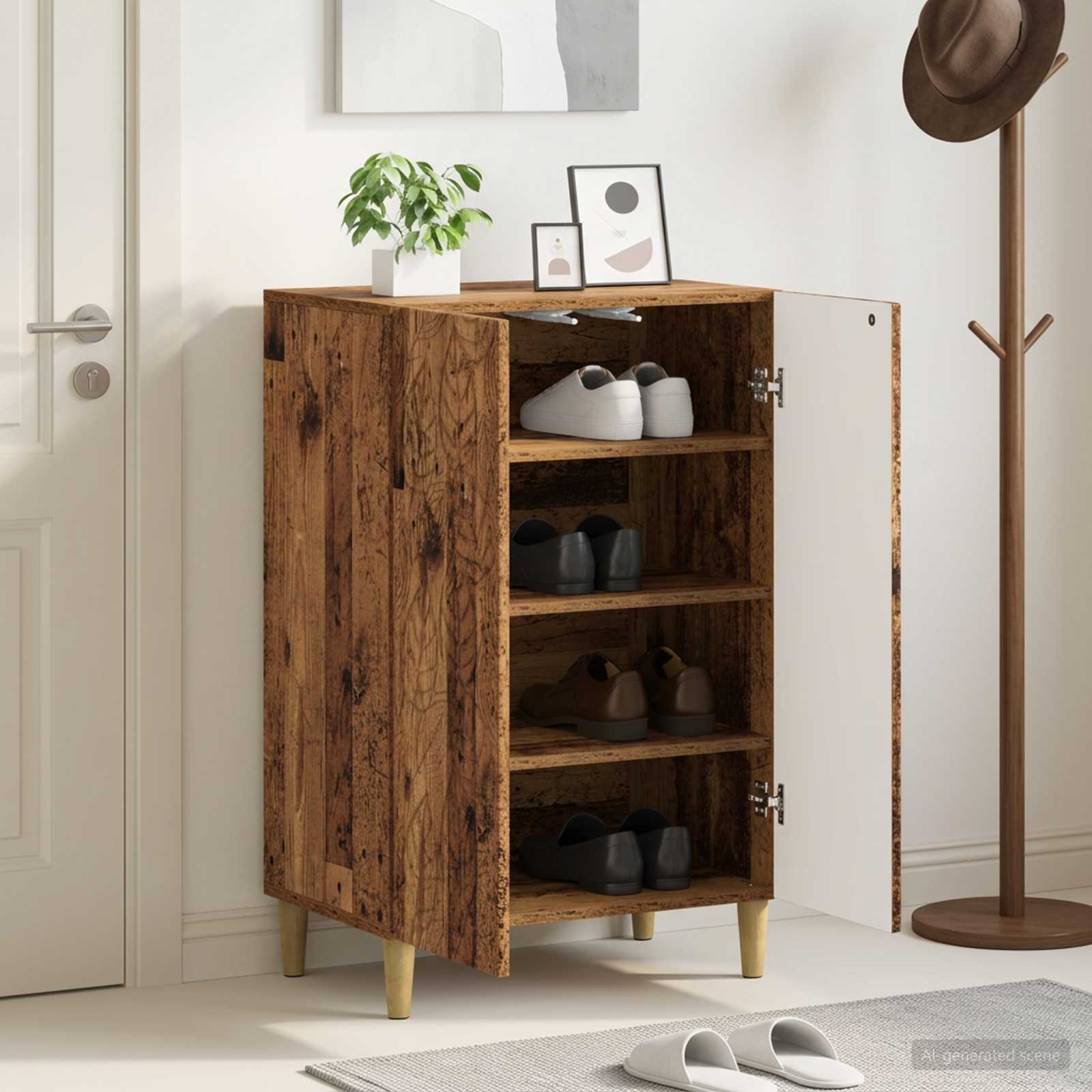 Schuhschrank DELFT 59,5 x 39,5 x 90 cm Holzwerkstoff Altholz