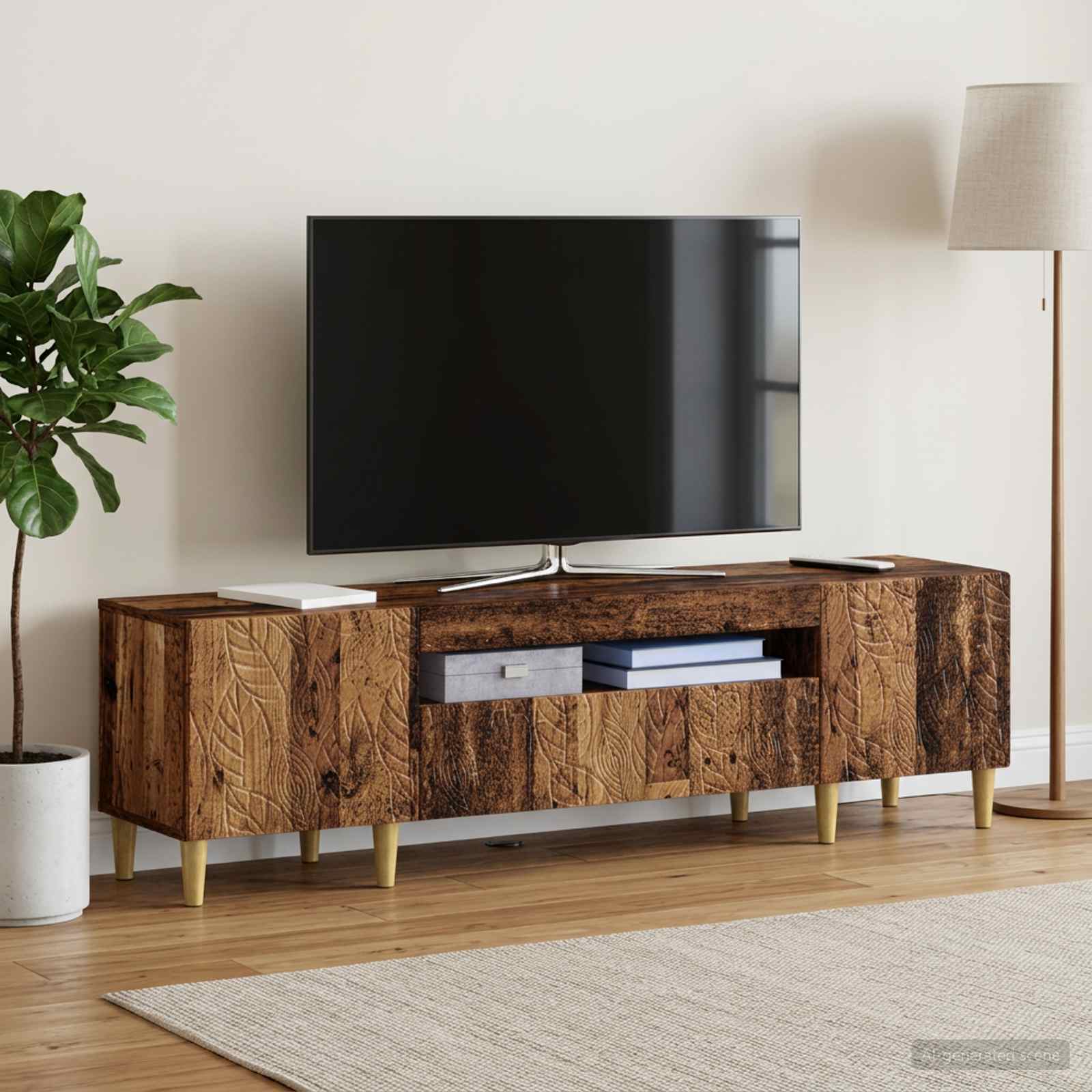 LED-TV-Schrank Altholz Holzwerkstoff