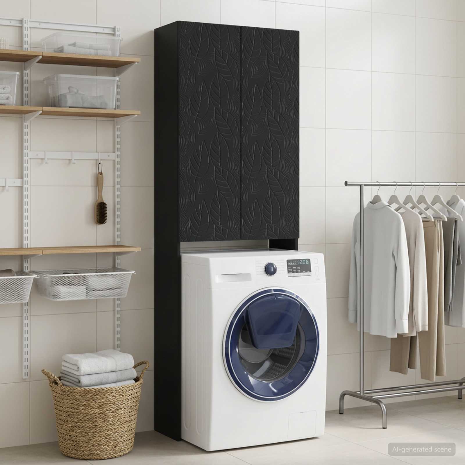 Toilettenschrank DELFT Schwarz 66 x 25,5 x 190 cm Holzwerkstoff