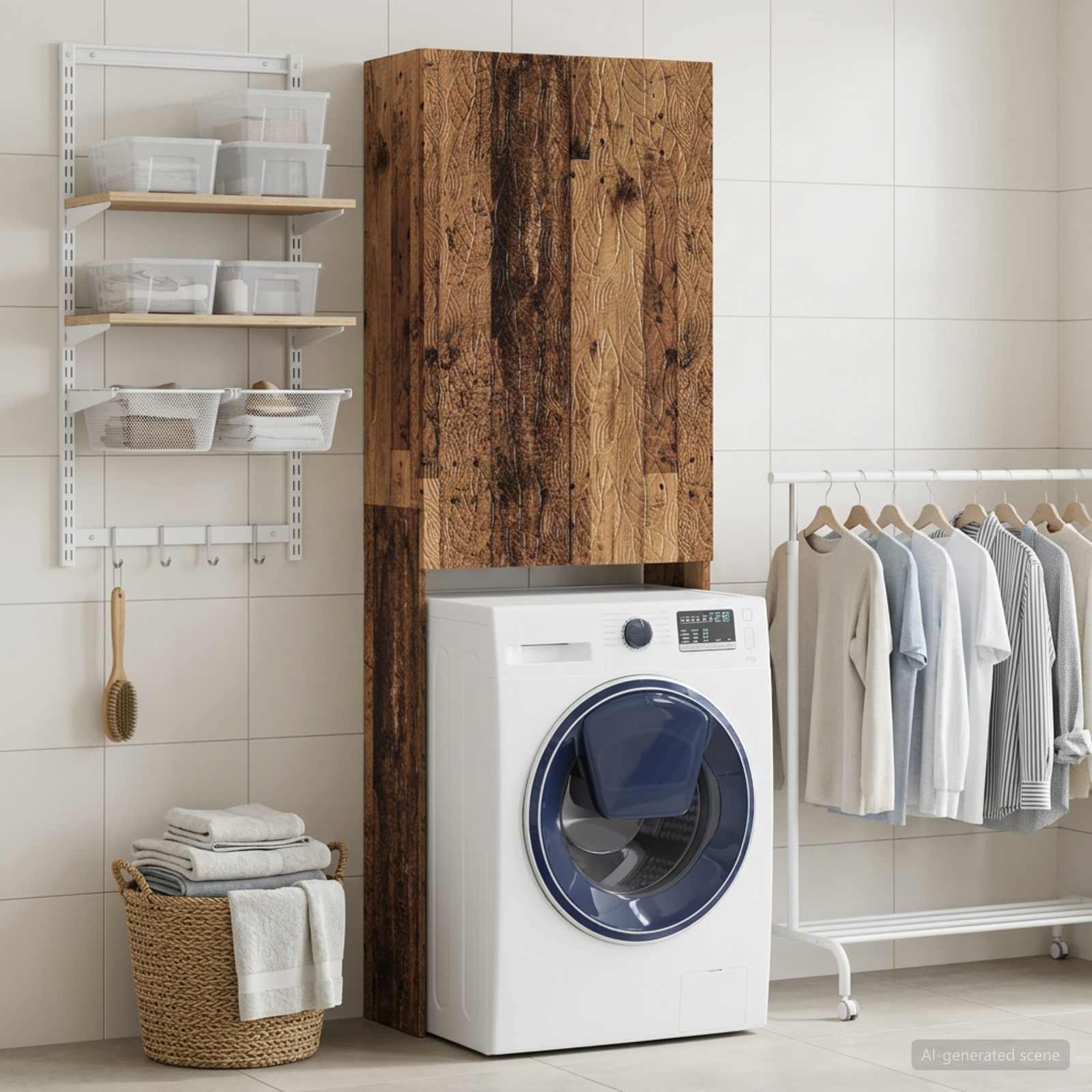 Toilettenschrank DELFT Altholz 66 x 25,5 x 190 cm Holzwerkstoff