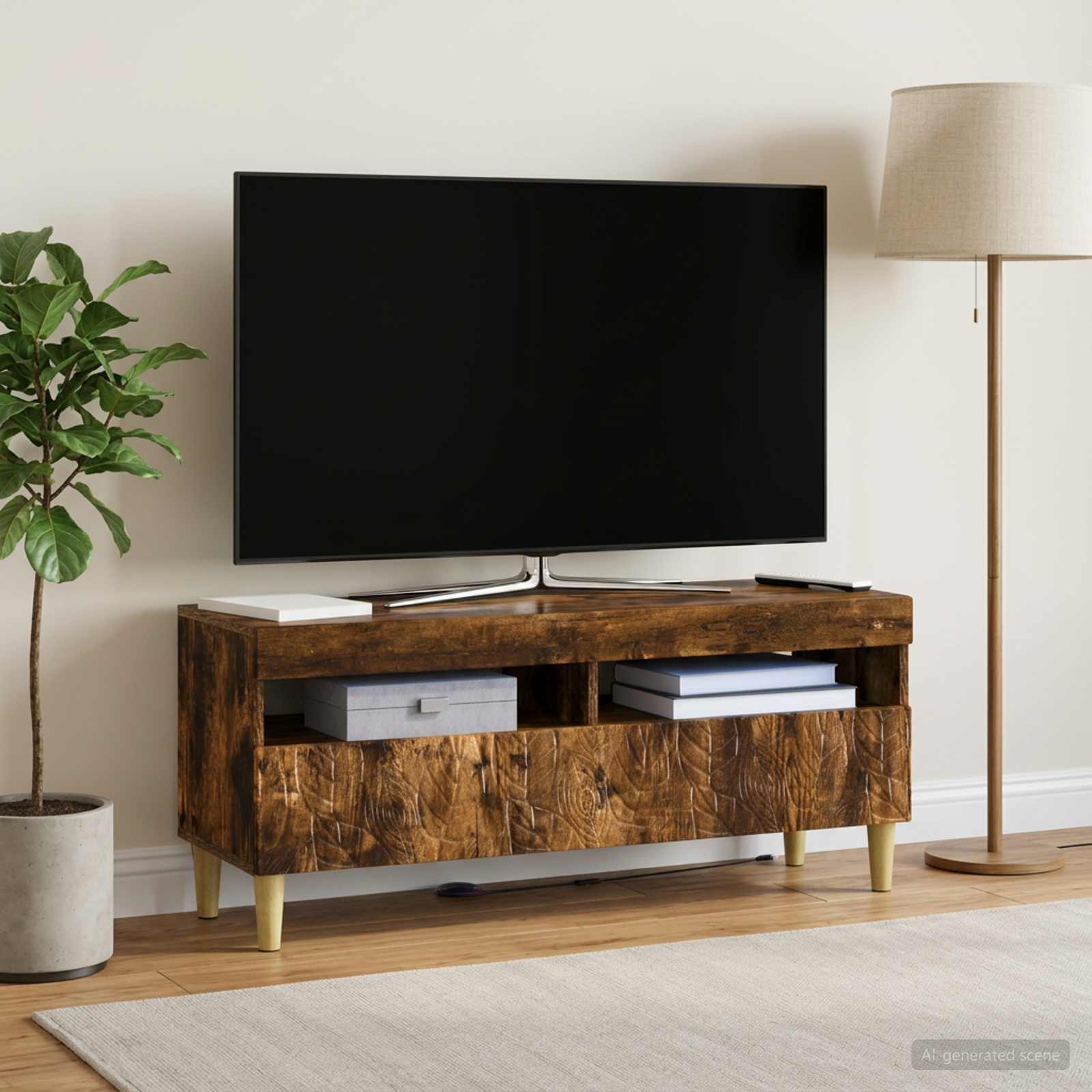 LED-TV-Schrank Raucheiche Holzwerkstoff