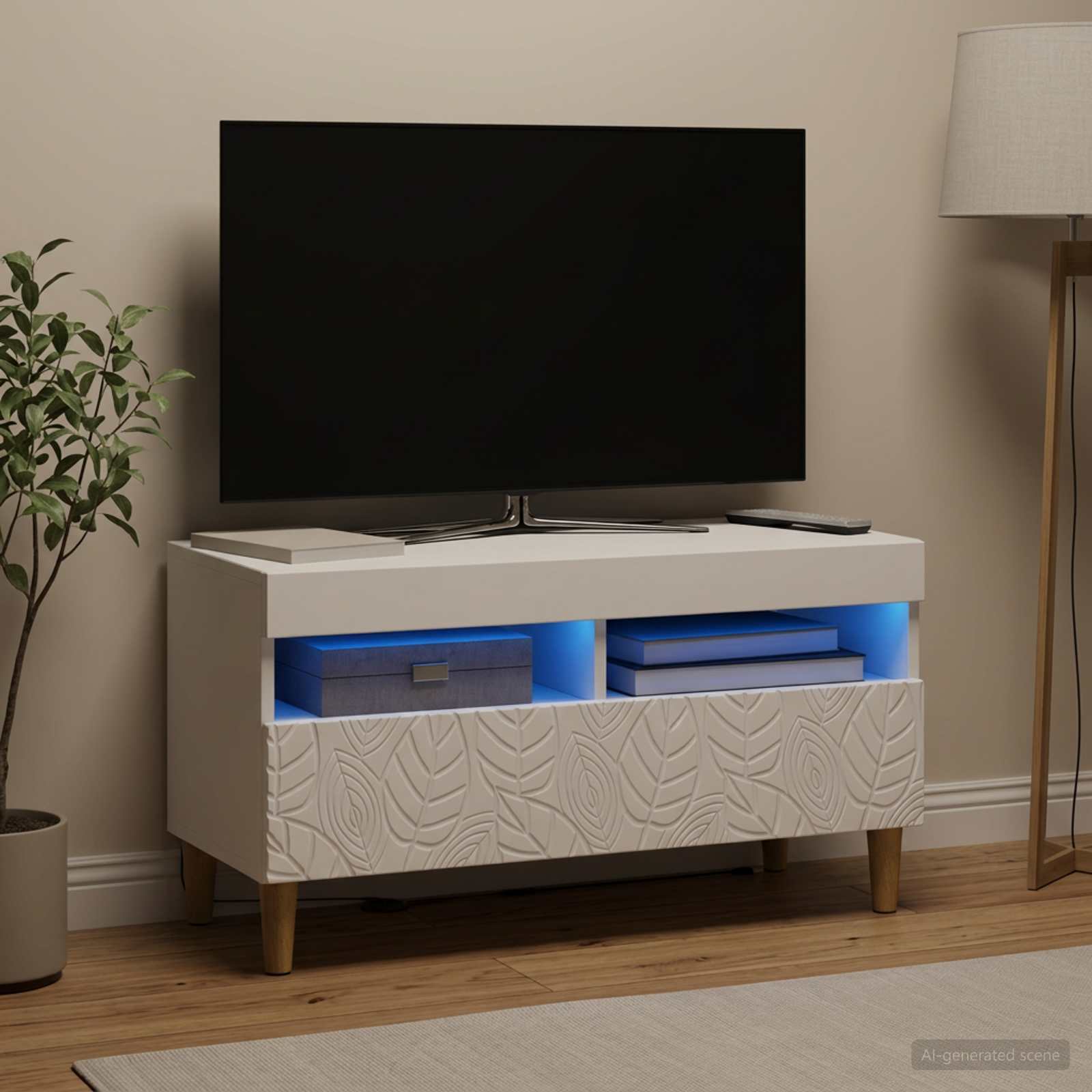 LED-TV-Schrank Weiß Holzwerkstoff