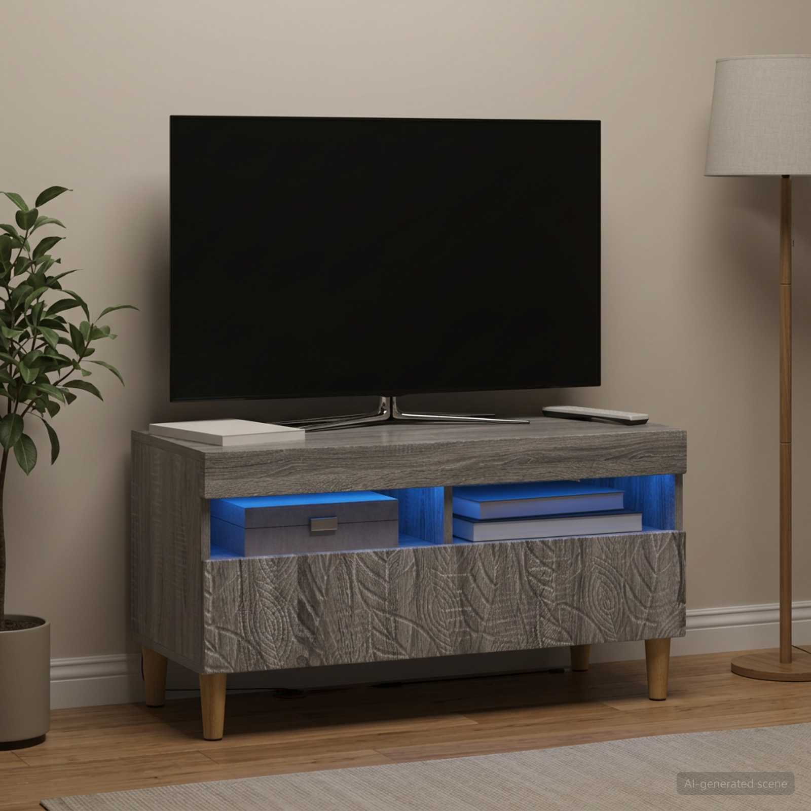 LED-TV-Schrank Sonoma-Grau Holzwerkstoff