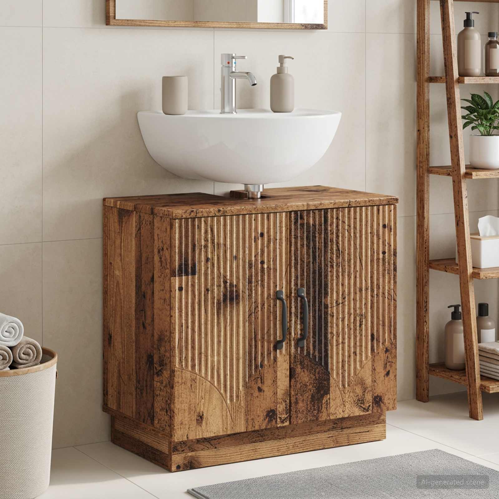 Waschbeckenschrank HOORN Altholz 59,5 x 31,5 x 56 cm
