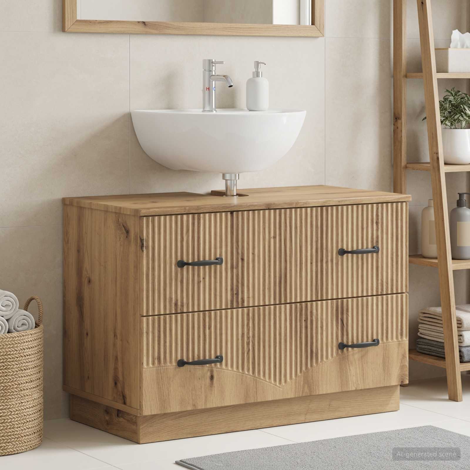 Waschbeckenschrank HOORN Artisan-Eiche 82 x 41 x 56 cm