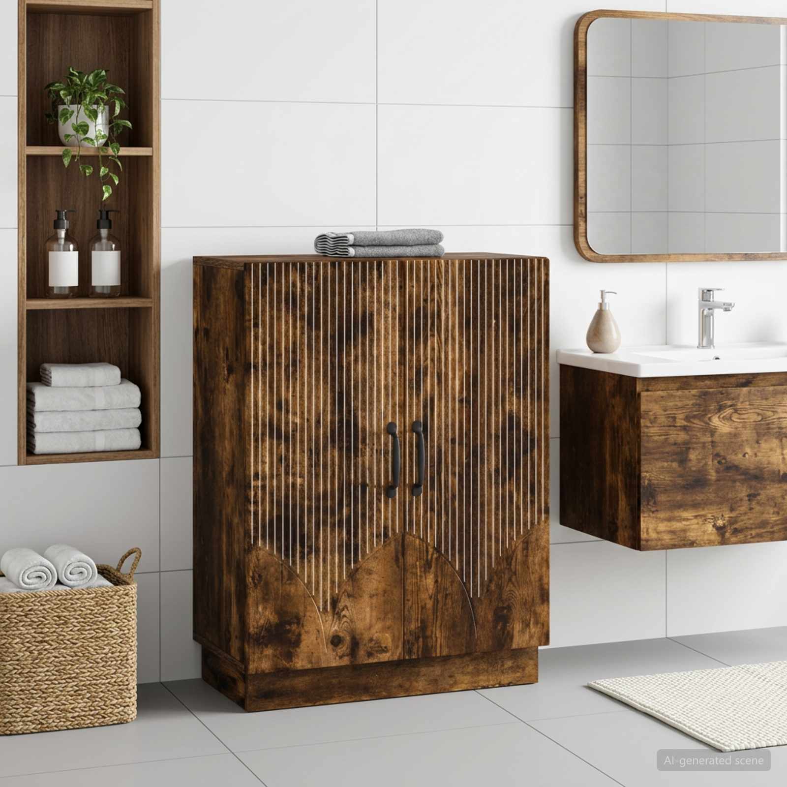 Badezimmer Aufbewahrungsschrank HOORN Raucheiche