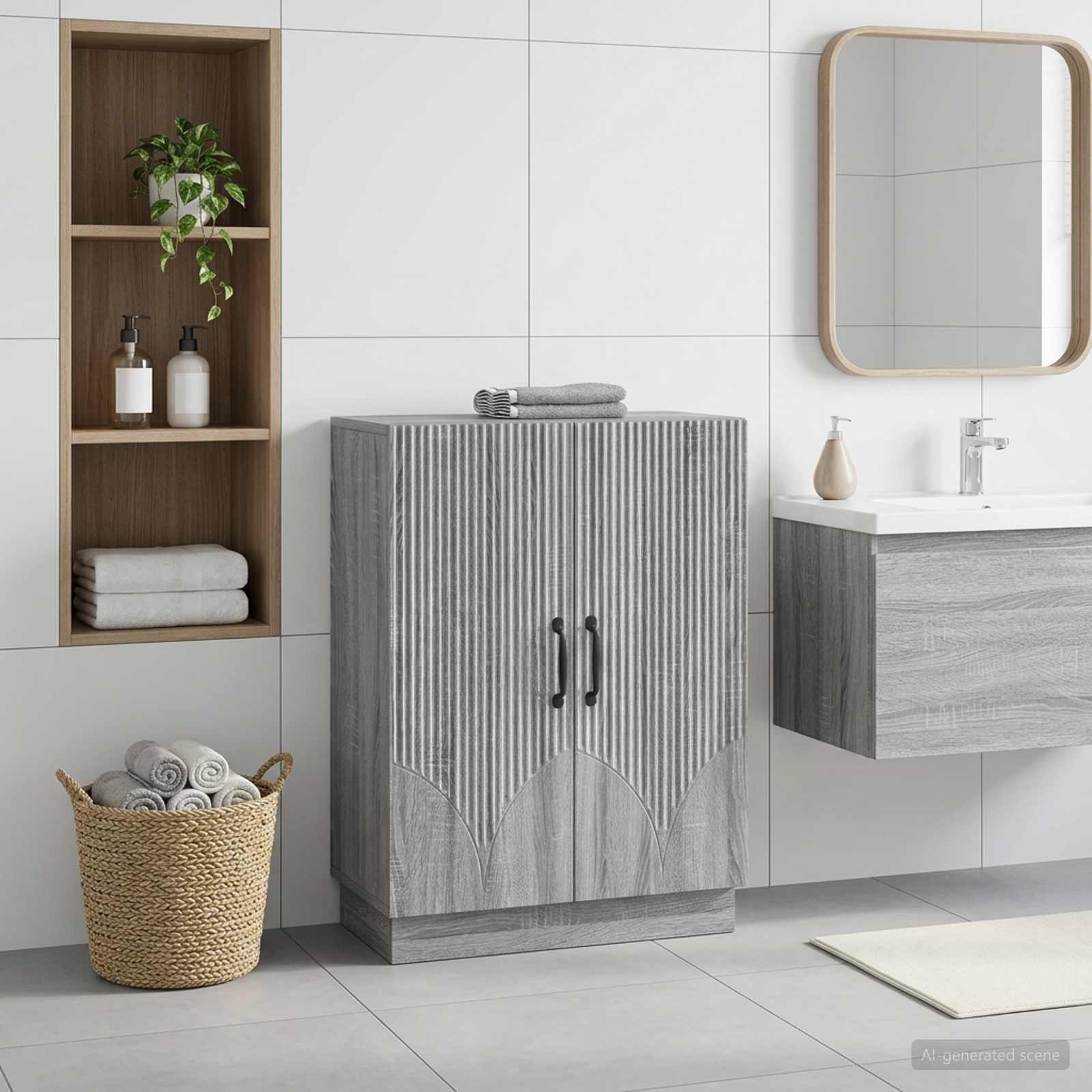 Badezimmer Aufbewahrungsschrank HOORN Sonoma-Grau