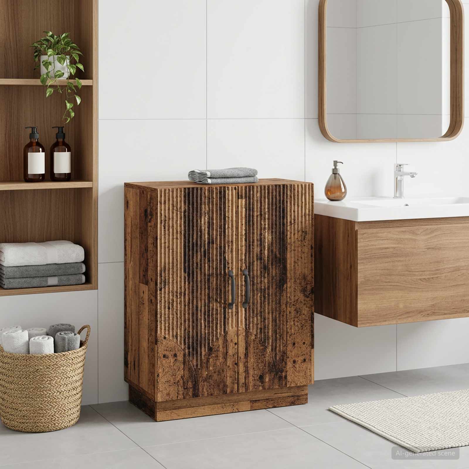 Badezimmer Aufbewahrungsschrank HOORN Altholz 59,5 x 31 x 77 cm