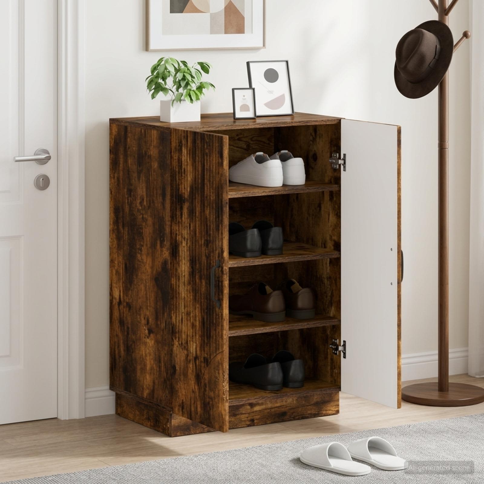 Schuhschrank HOORN 59,5 x 39,5 x 87 cm Holzwerkstoff Raucheiche
