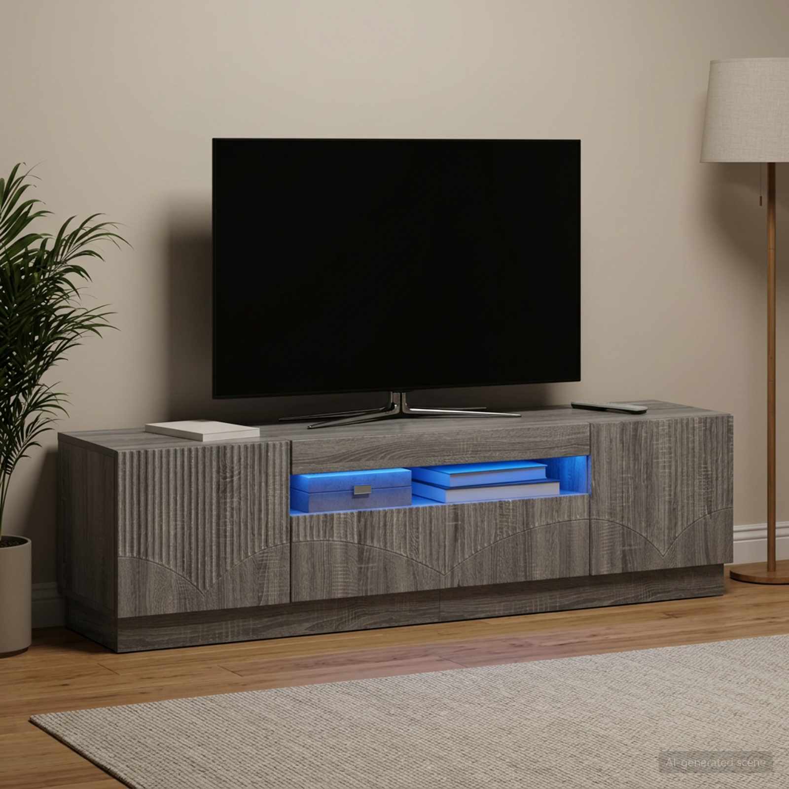 LED-TV-Schrank Sonoma-Grau Holzwerkstoff