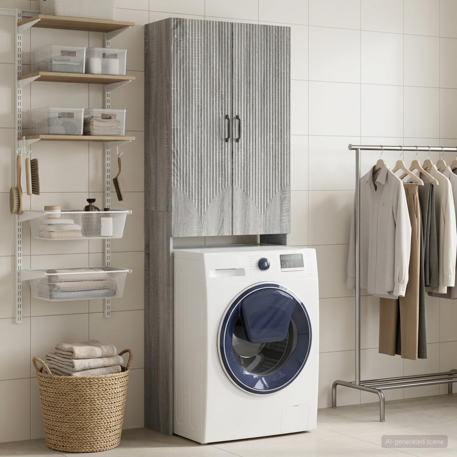 Toilettenschrank HOORN Sonoma-Grau 66 x 25,5 x 190 cm
