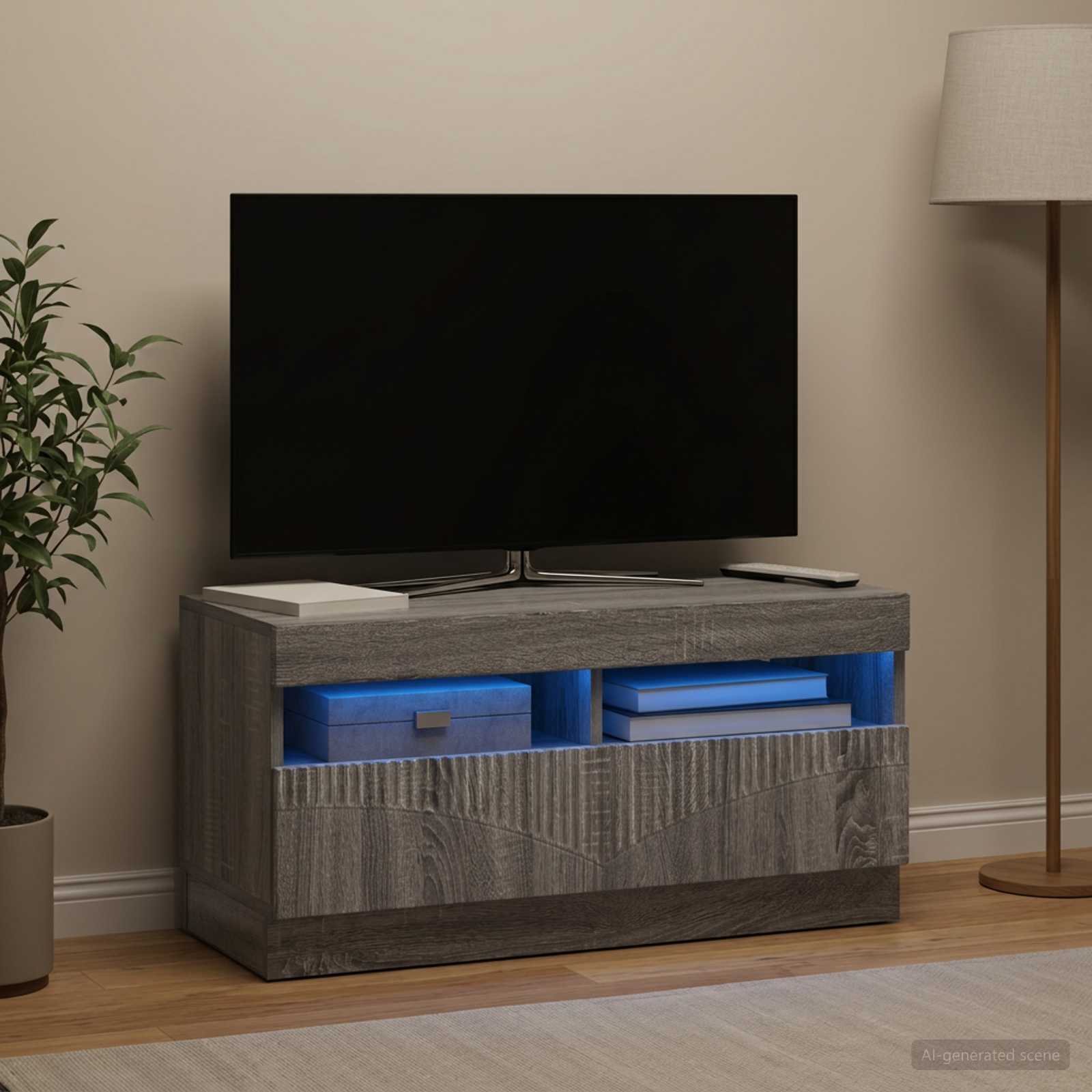 LED-TV-Schrank Sonoma-Grau Holzwerkstoff