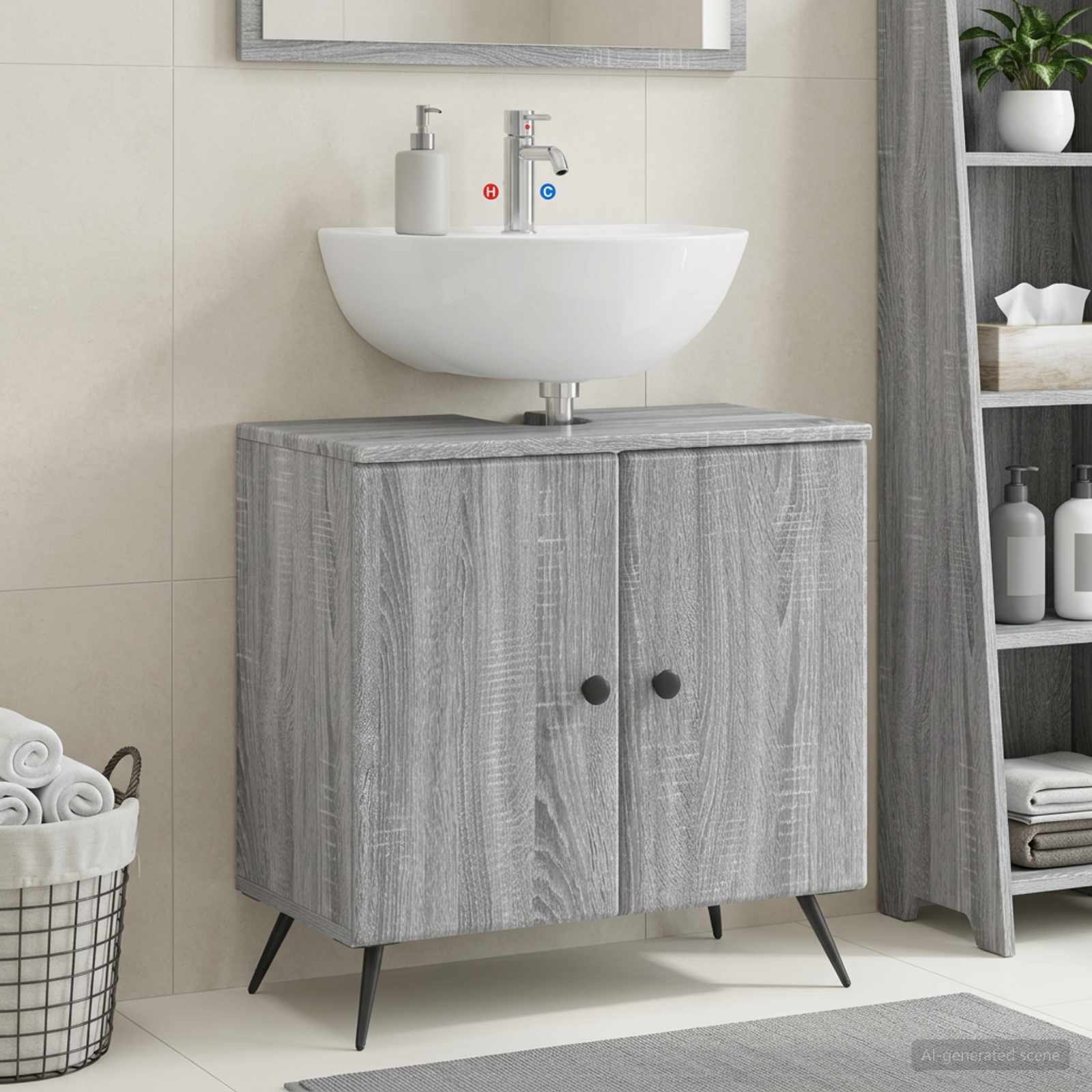 Waschbeckenschrank BREDA Sonoma-Grau 59,5 x 31,5 x 59 cm
