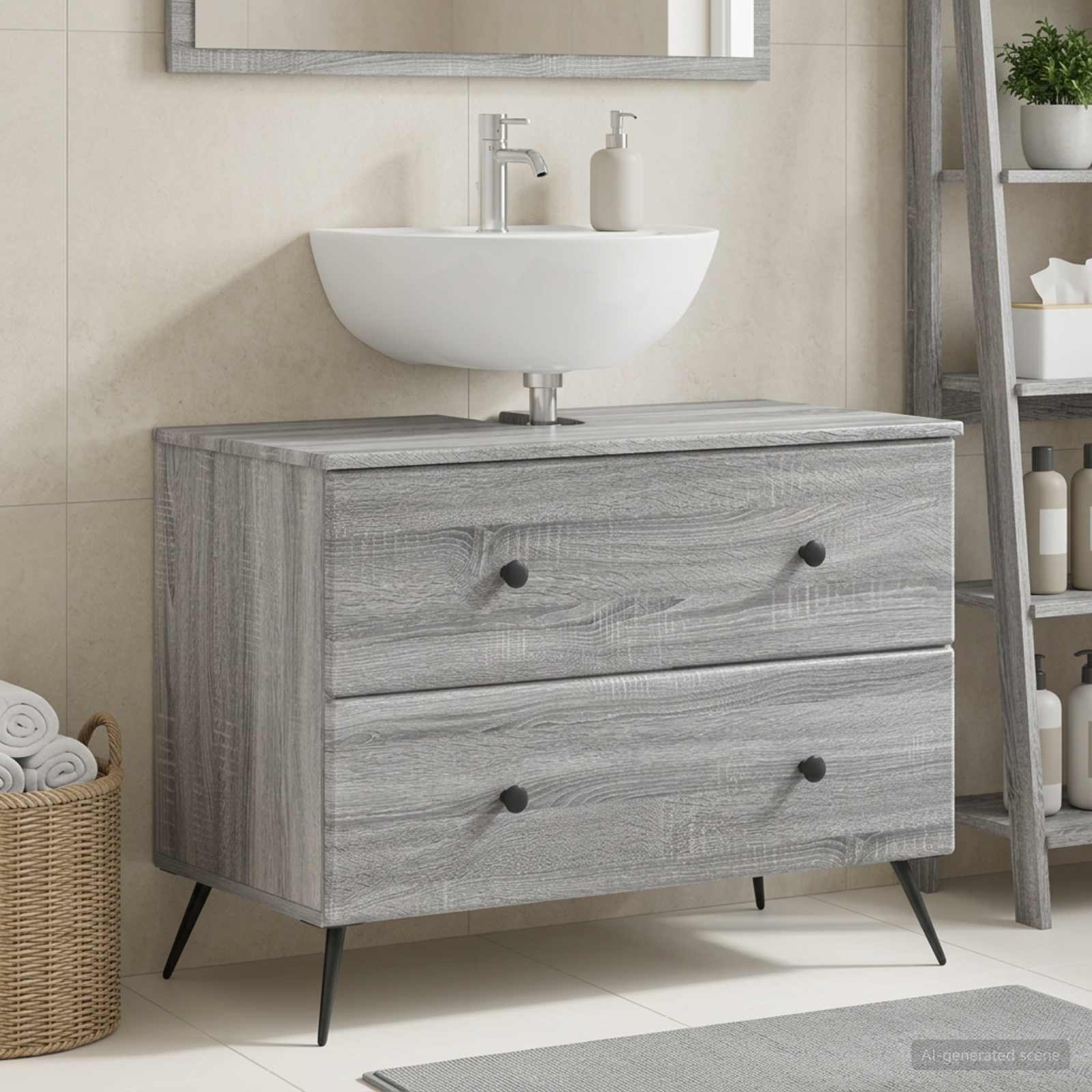 Waschbeckenschrank BREDA Sonoma-Grau 82 x 41 x 59 cm