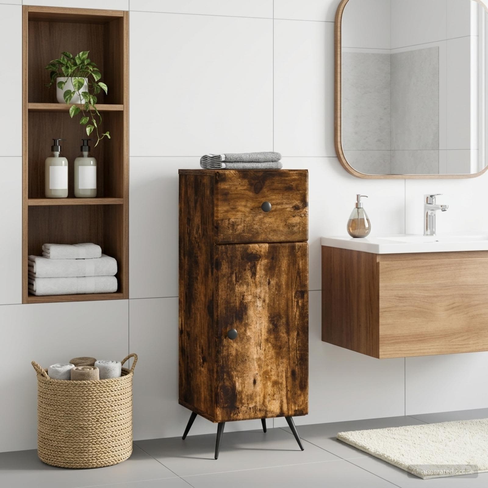 Badezimmer Aufbewahrungsschrank BREDA Raucheiche