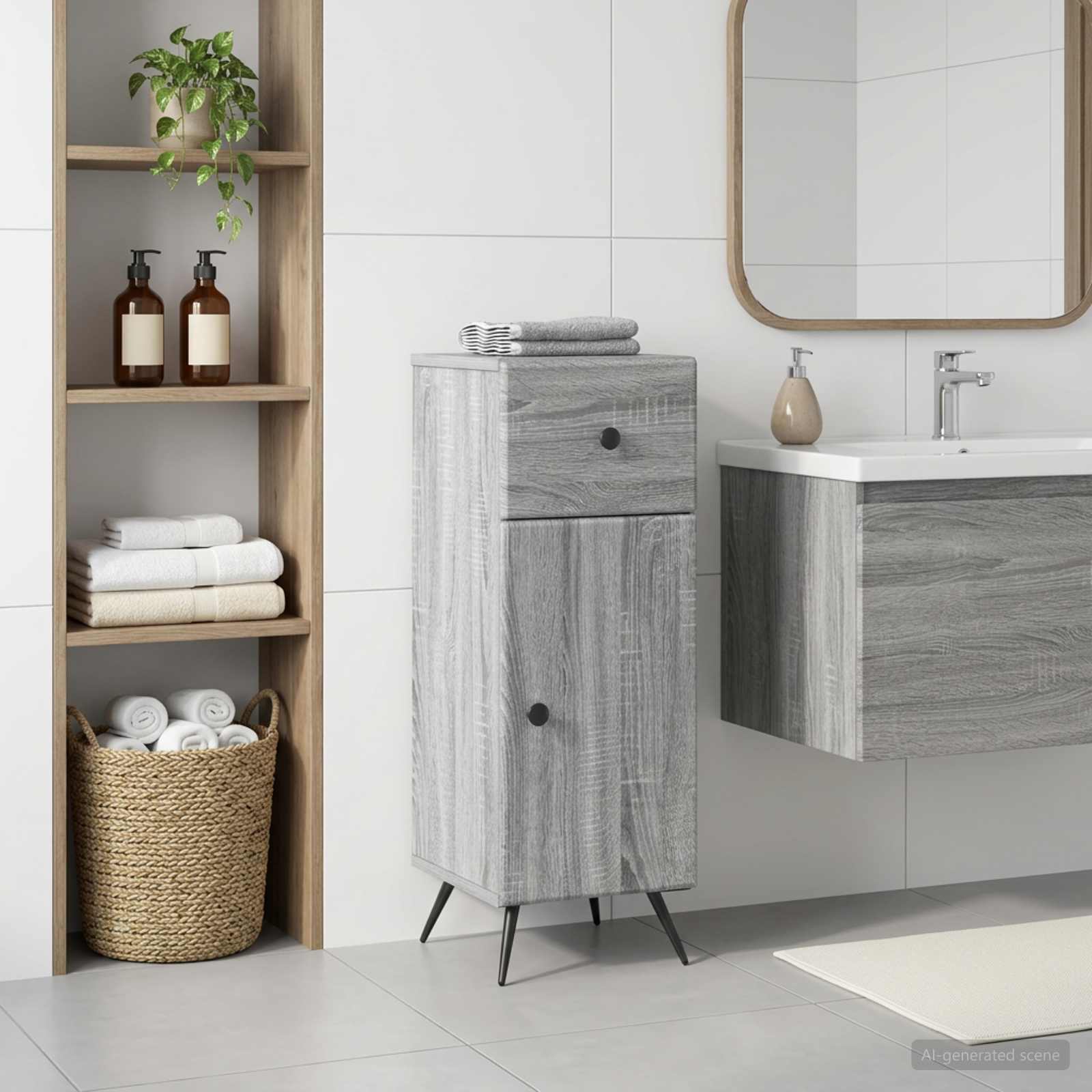 Badezimmer Aufbewahrungsschrank BREDA Sonoma-Grau