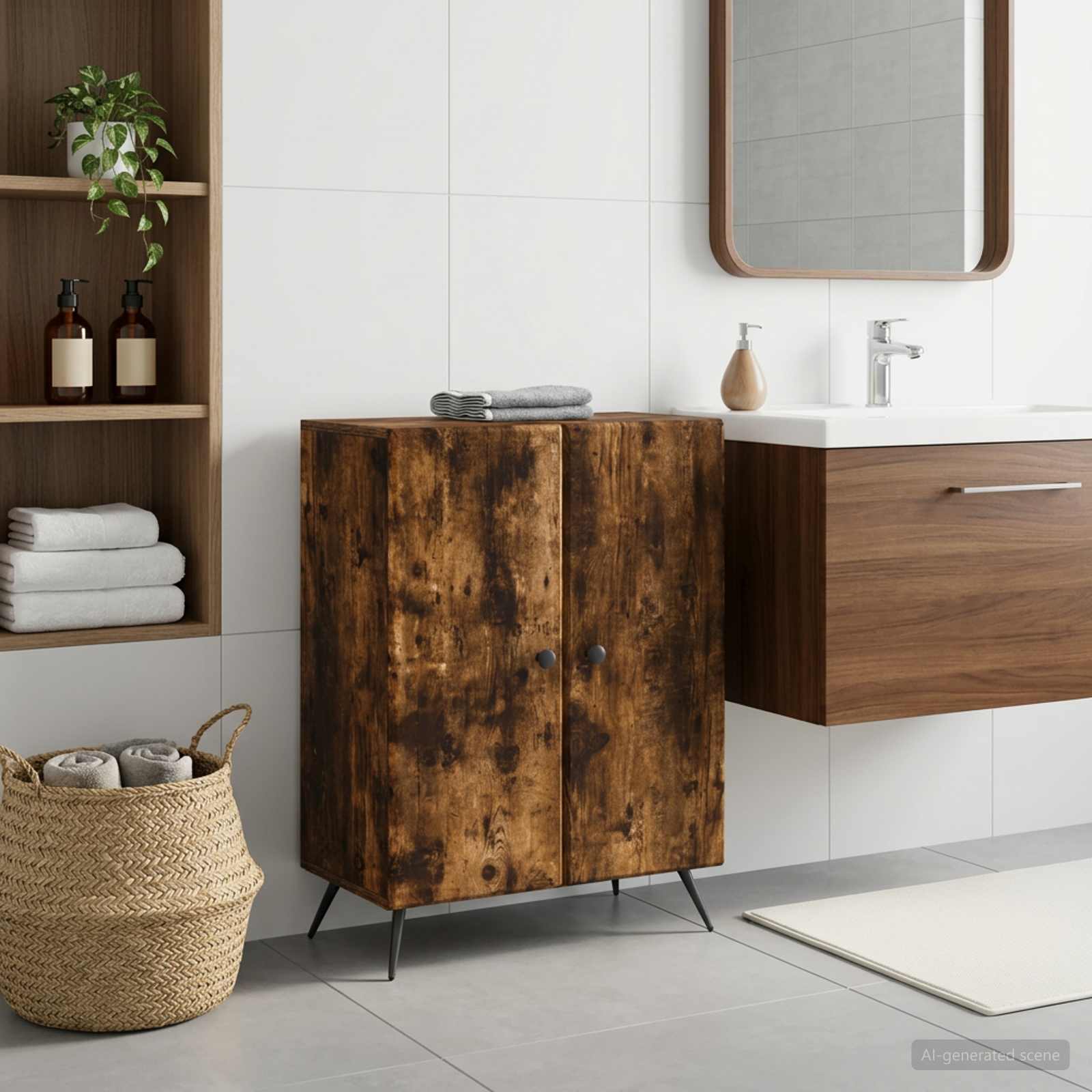 Badezimmer Aufbewahrungsschrank BREDA Raucheiche