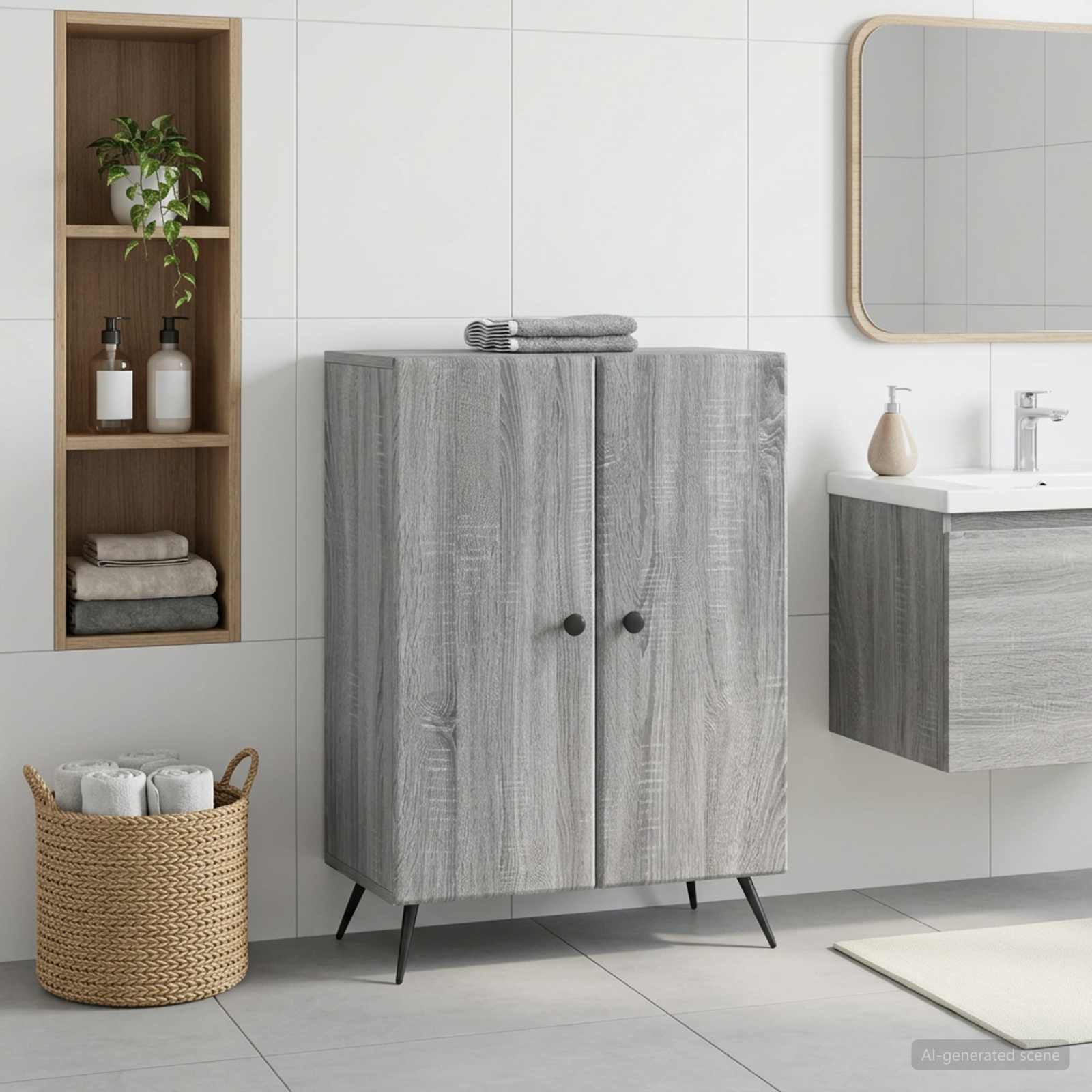 Badezimmer Aufbewahrungsschrank BREDA Sonoma-Grau