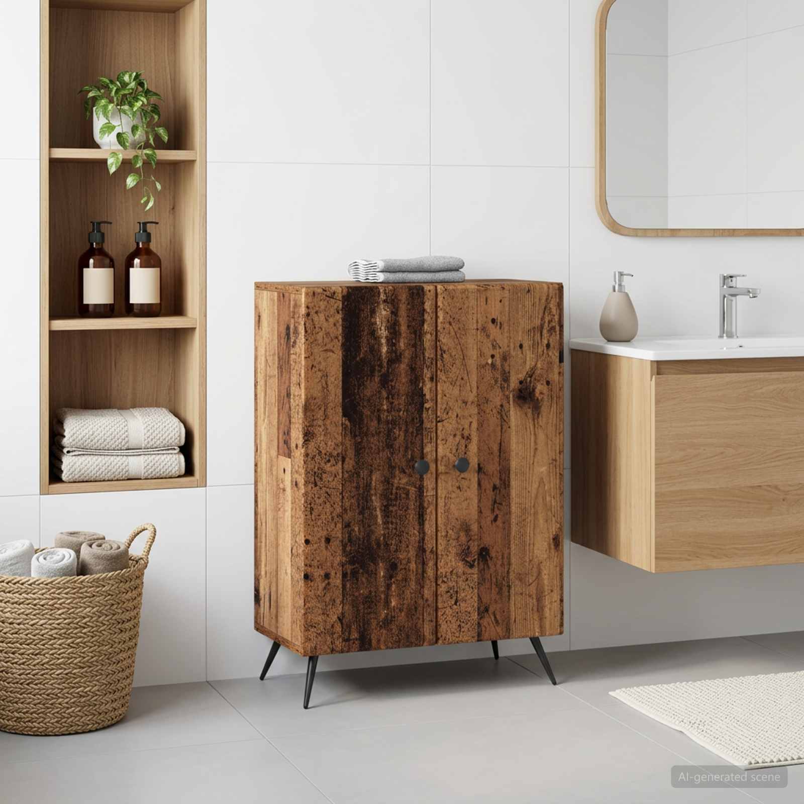 Badezimmer Aufbewahrungsschrank BREDA Altholz 59,5 x 31 x 80 cm