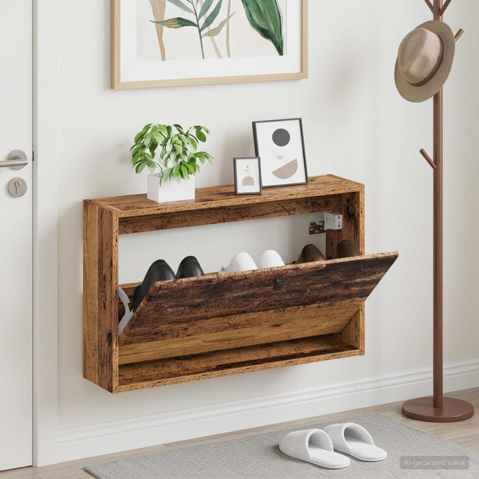 Wandmontierter Schuhschrank BREDA 71 x 17 x 43 cm Holzwerkstoff