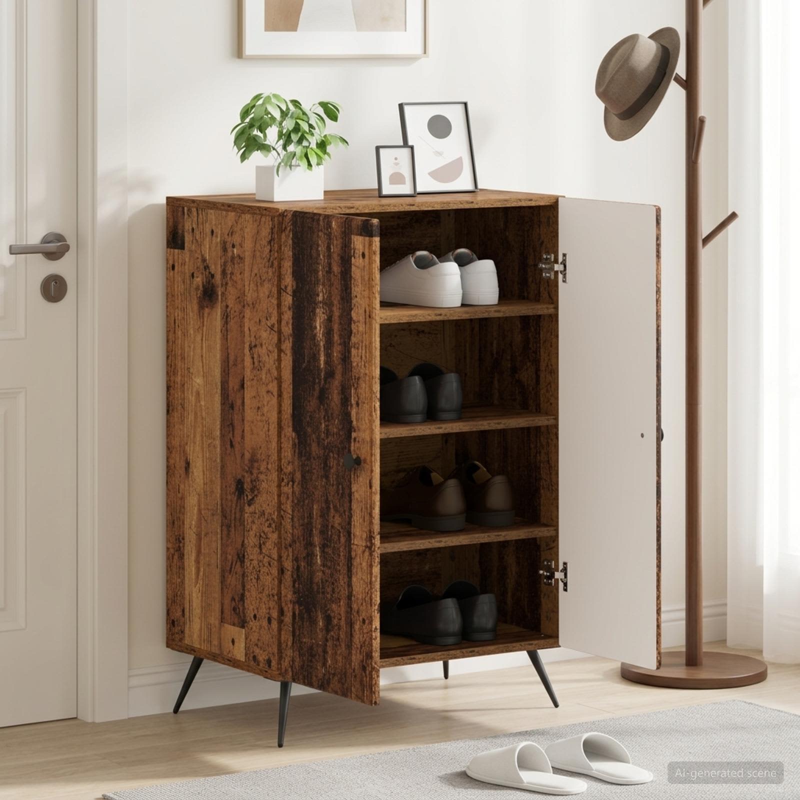 Schuhschrank BREDA 59,5 x 39,5 x 90 cm Holzwerkstoff Altholz