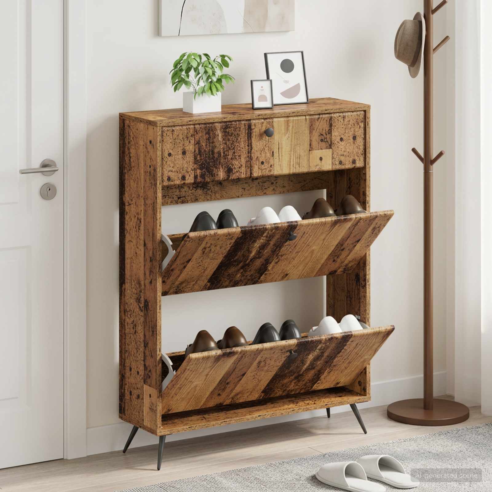 Schuhschrank BREDA 78 x 24 x 103 cm Holzwerkstoff Altholz