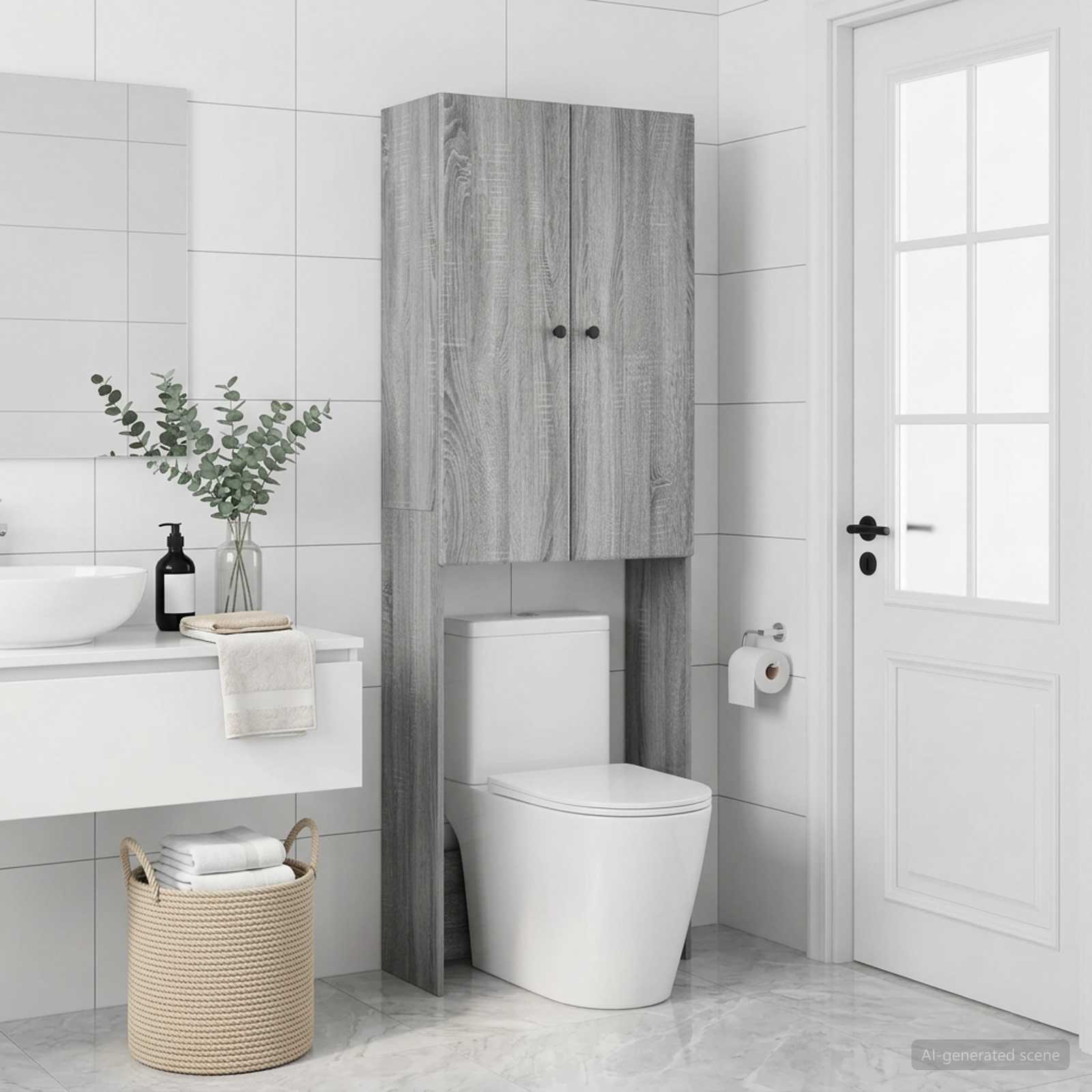 Toilettenschrank BREDA Sonoma-Grau 66 x 25,5 x 190 cm