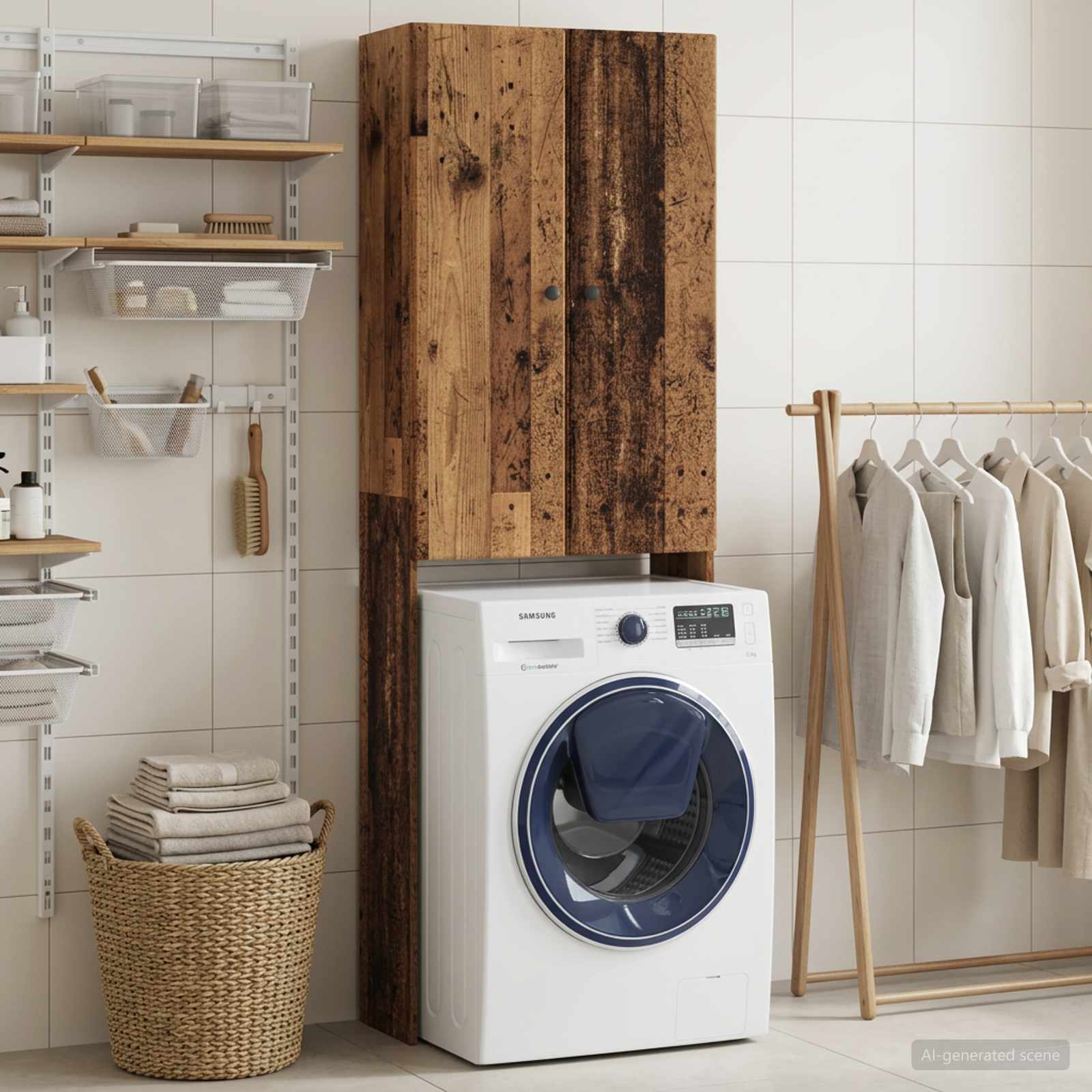 Toilettenschrank BREDA Altholz 66 x 25,5 x 190 cm Holzwerkstoff