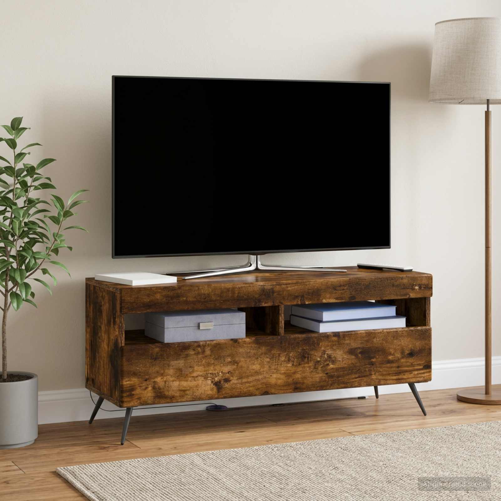 LED-TV-Schrank Raucheiche Holzwerkstoff