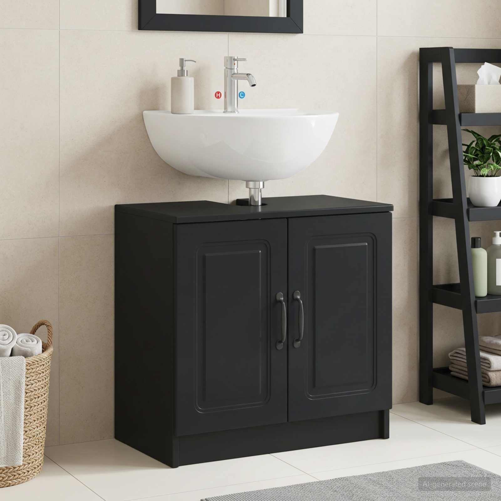 Waschbeckenschrank UTRECHT Schwarz 59,5 x 31,5 x 59 cm