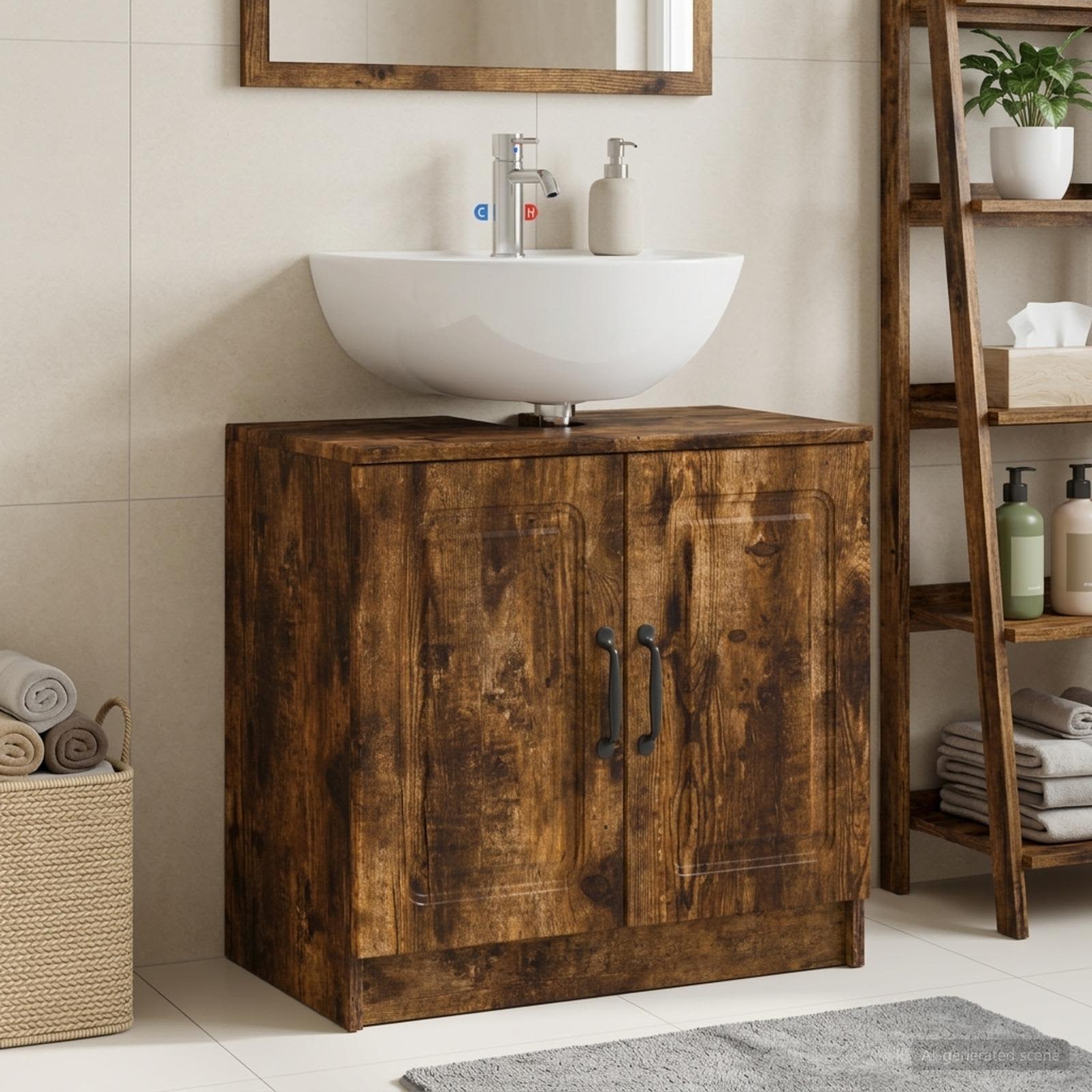 Waschbeckenschrank UTRECHT Raucheiche 59,5 x 31,5 x 59 cm
