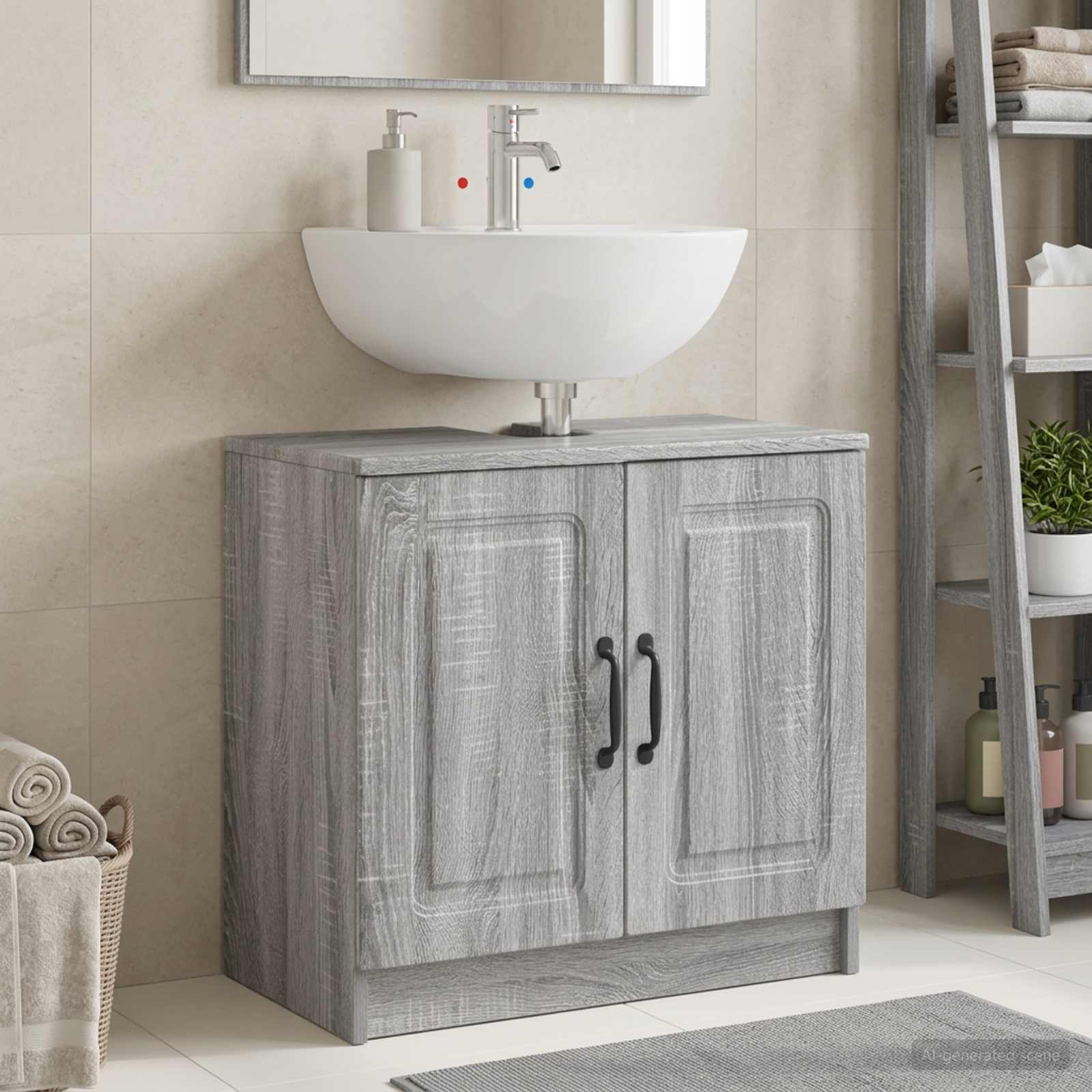 Waschbeckenschrank UTRECHT Sonoma-Grau 59,5 x 31,5 x 59 cm