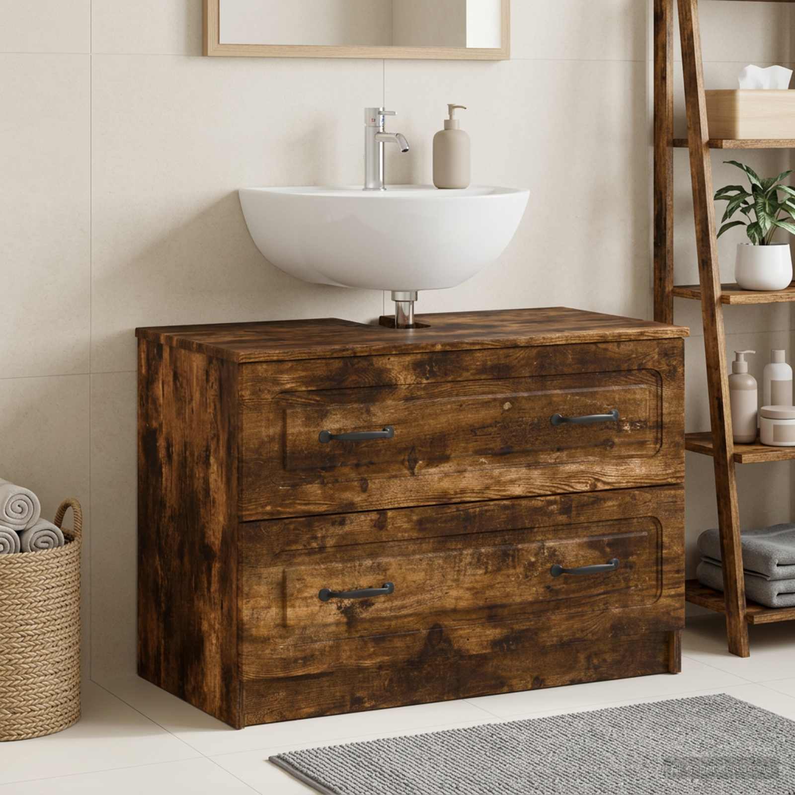 Waschbeckenschrank UTRECHT Raucheiche 82 x 41 x 56 cm